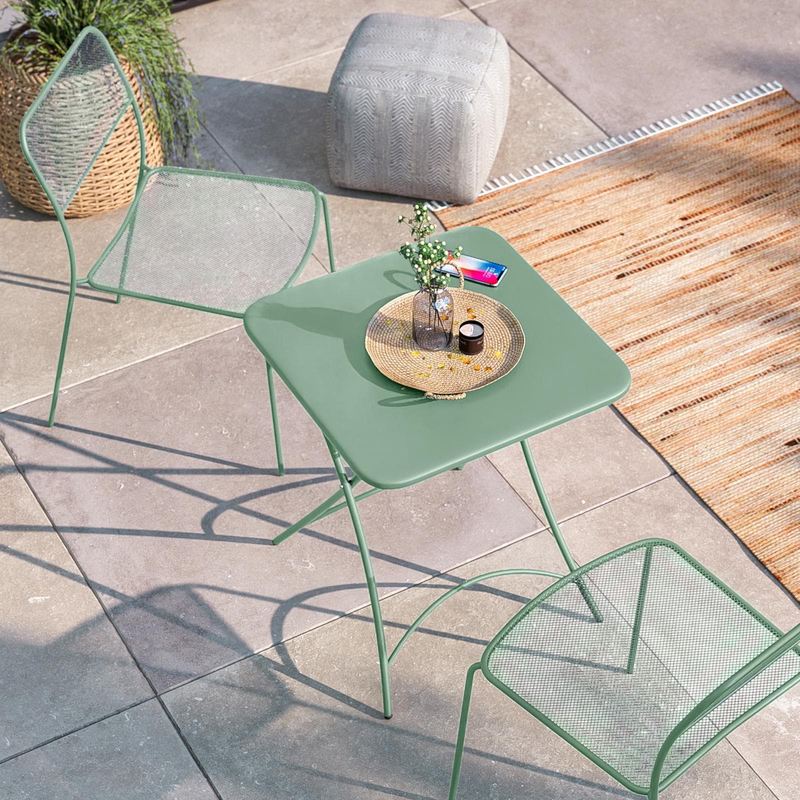 Tavolo da esterno pieghevole 60x60 cm in acciaio verde marino - Faber