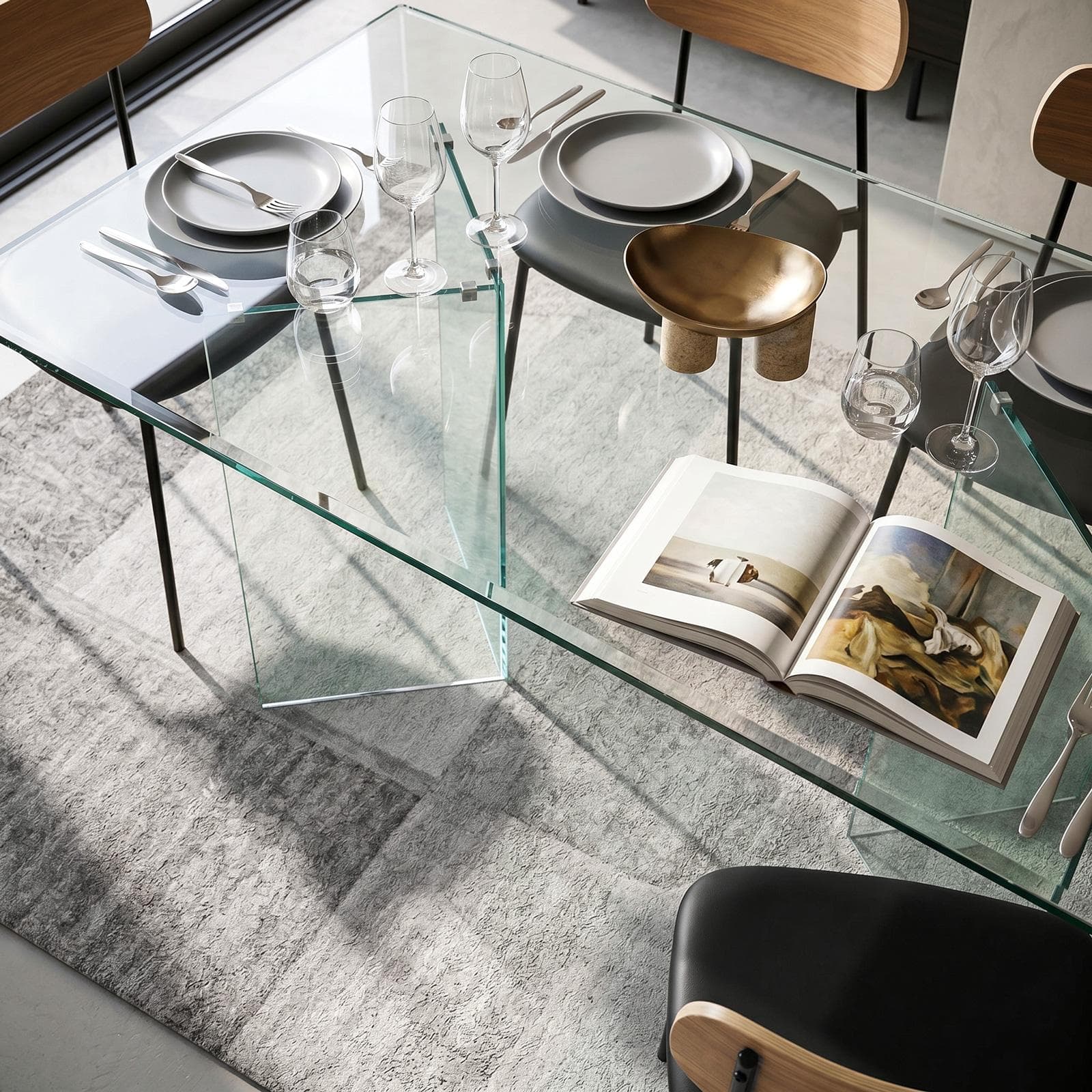 Tavolo rettangolare 180x90 cm vetro temperato - City