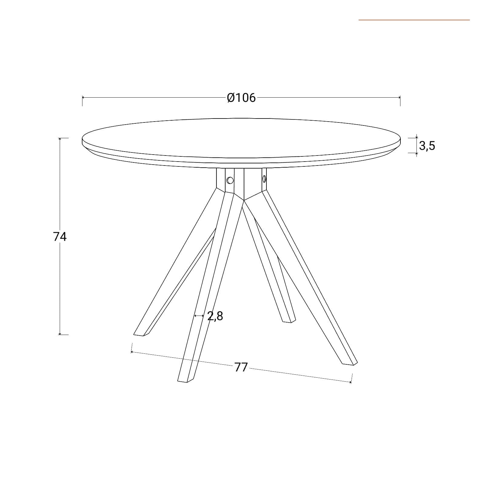 Tavolo rotondo 106 cm legno noce con gambe a trespolo - Crotol