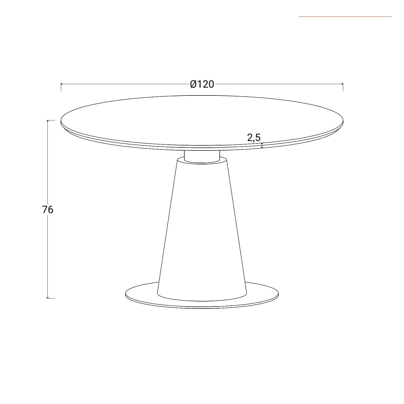 Tavolo rotondo 120 cm top noce yerba con dettaglio in acciaio inox e base in ferro nero - Bael