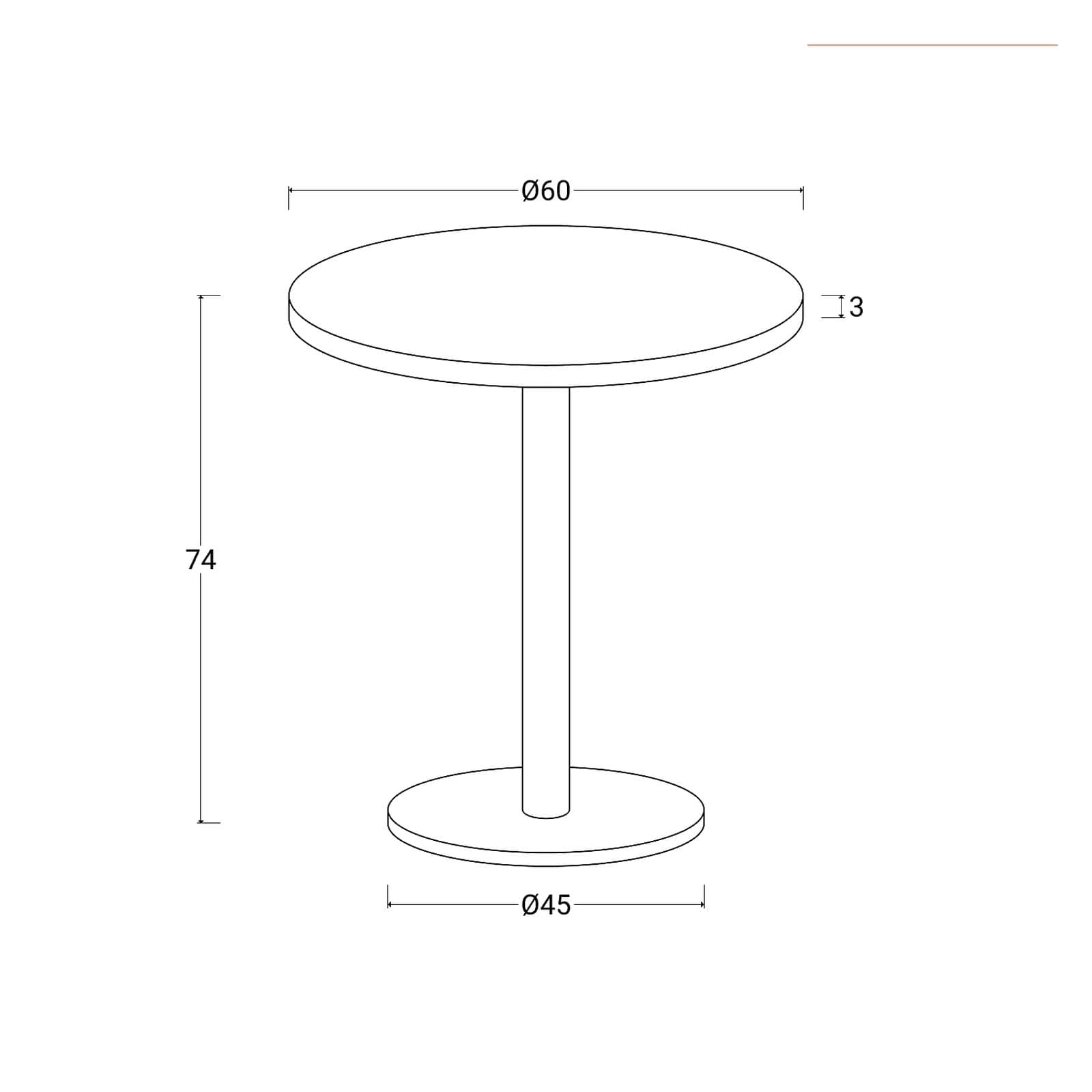 Tavolo rotondo 60 cm con top da 30 mm e base in metallo bianco - Caio