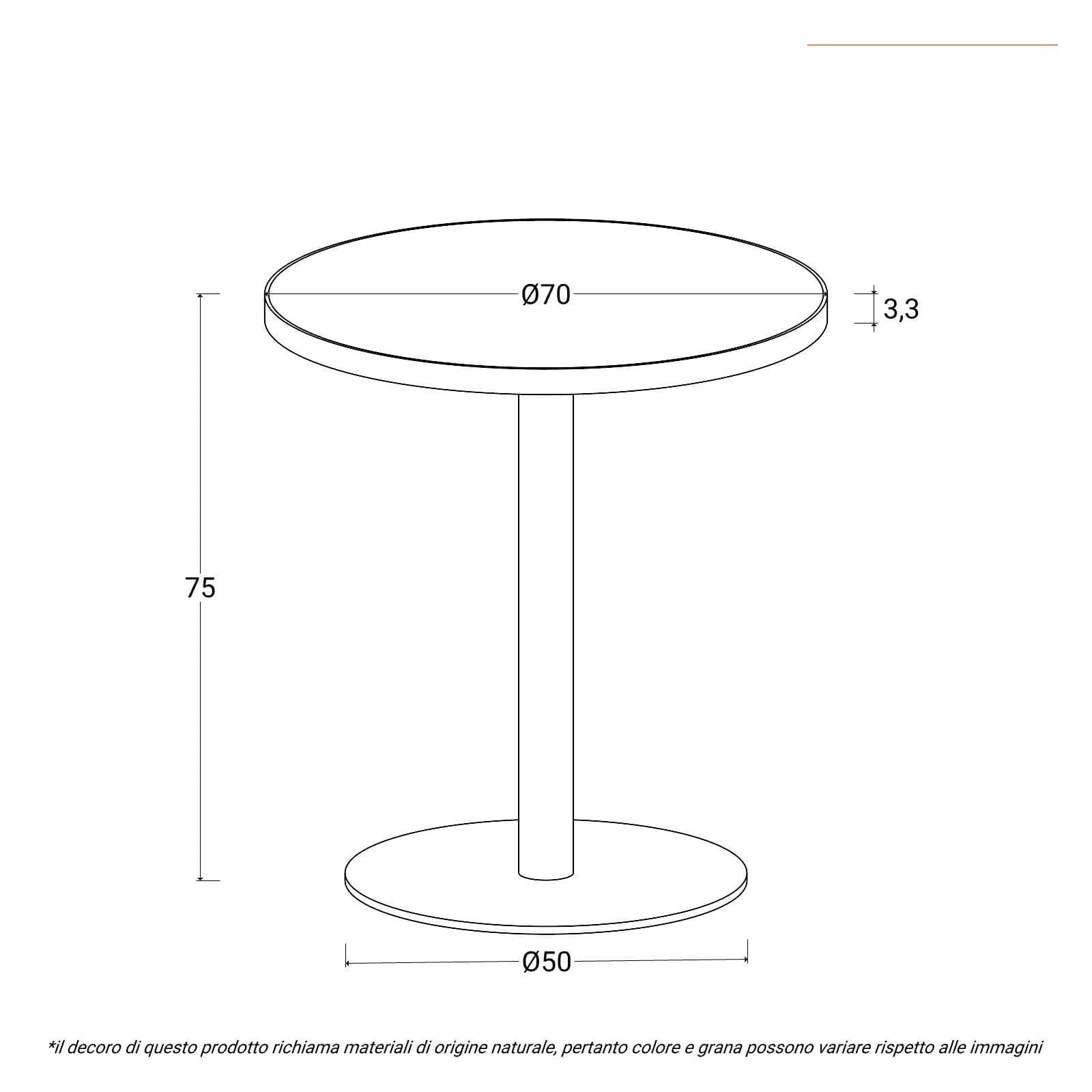Tavolo rotondo 70 cm top in pietra siterizzata bianco effetto marmo e base oro in acciaio spazzolato - Caio Deluxe