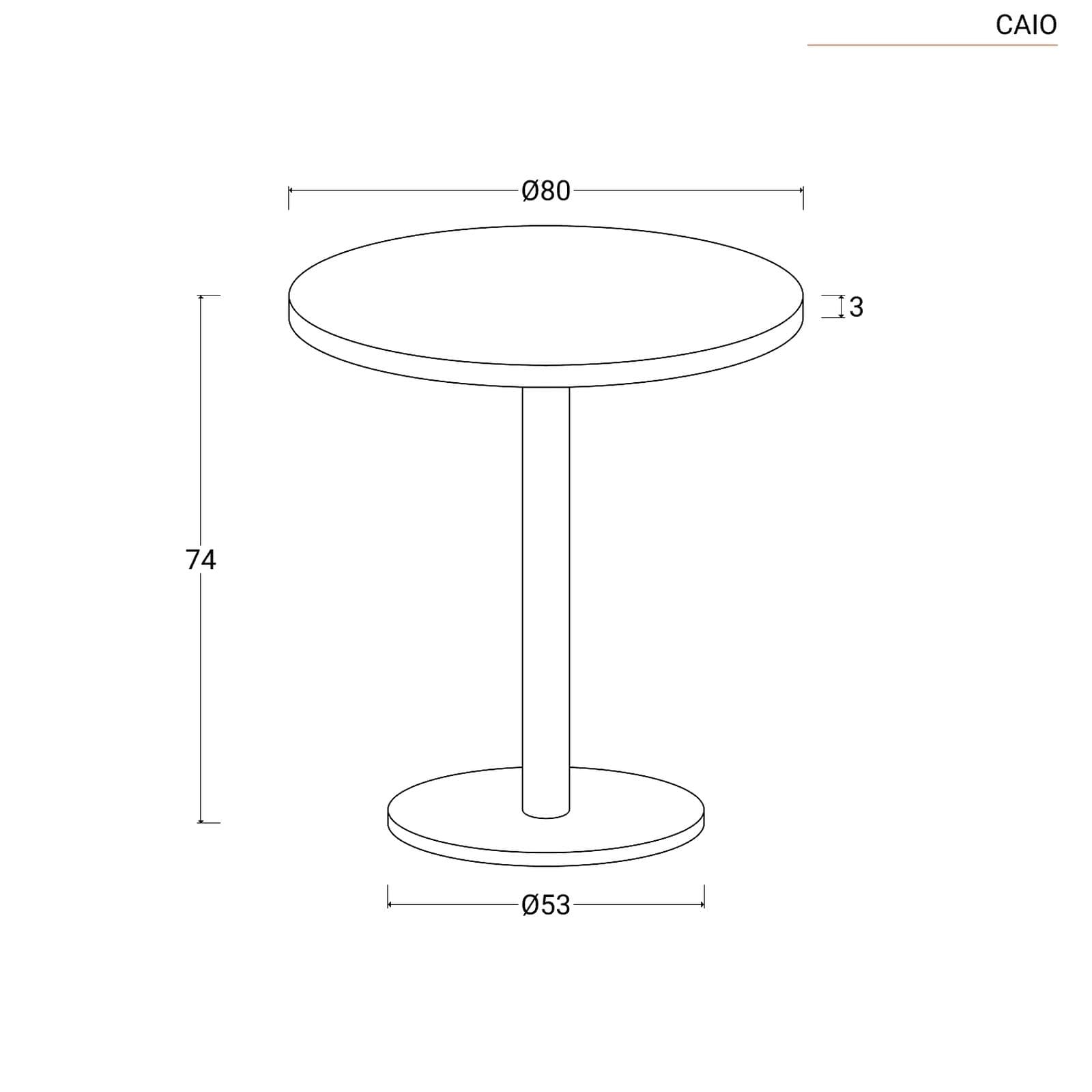 Tavolo rotondo 80 cm con top da 30 mm effetto rovere e base in metallo bianco - Caio