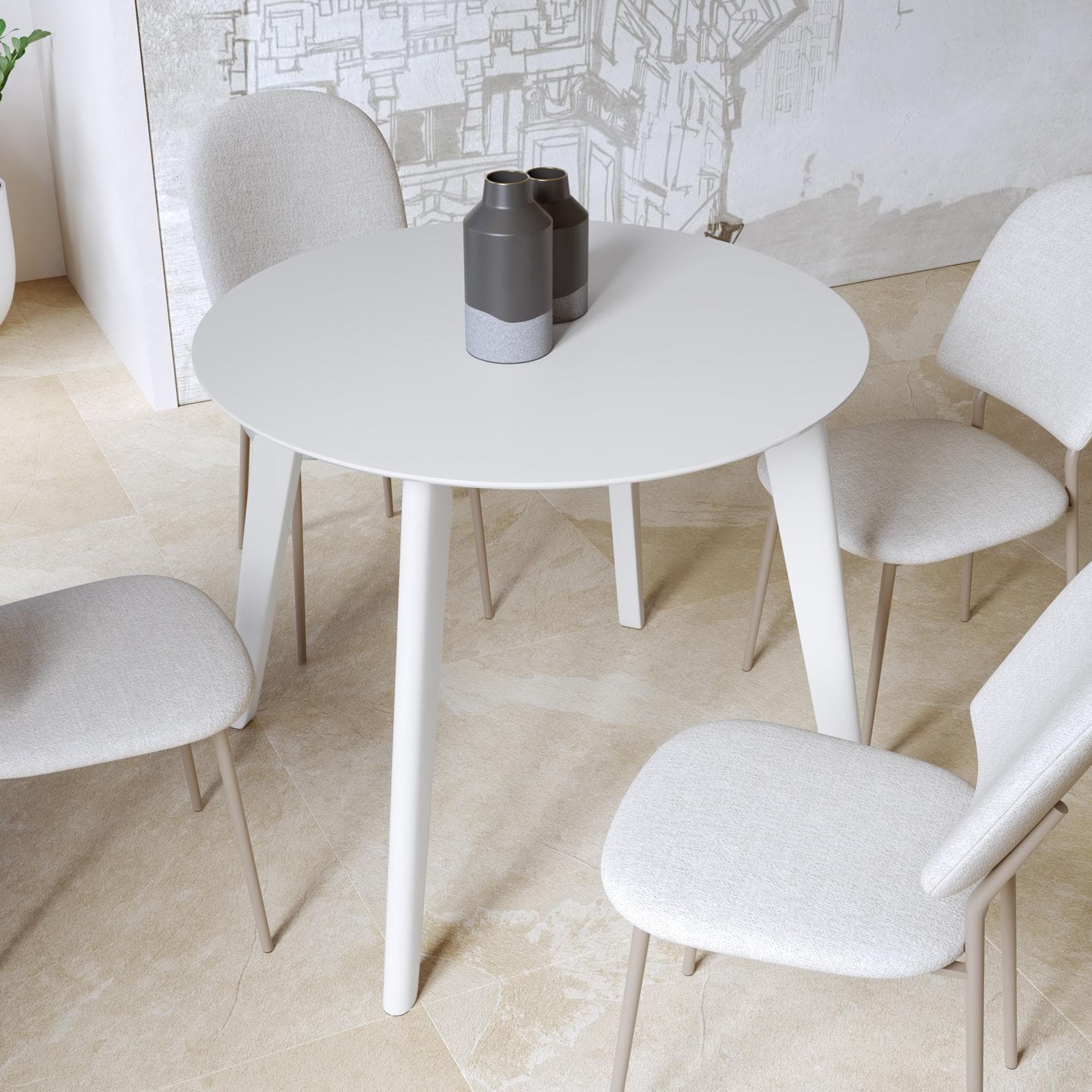 Tavolo rotondo 90 cm in legno bianco - Belno
