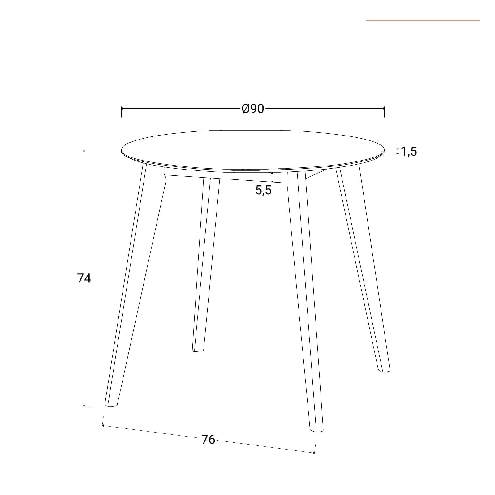 Tavolo rotondo 90 cm in legno bianco - Belno