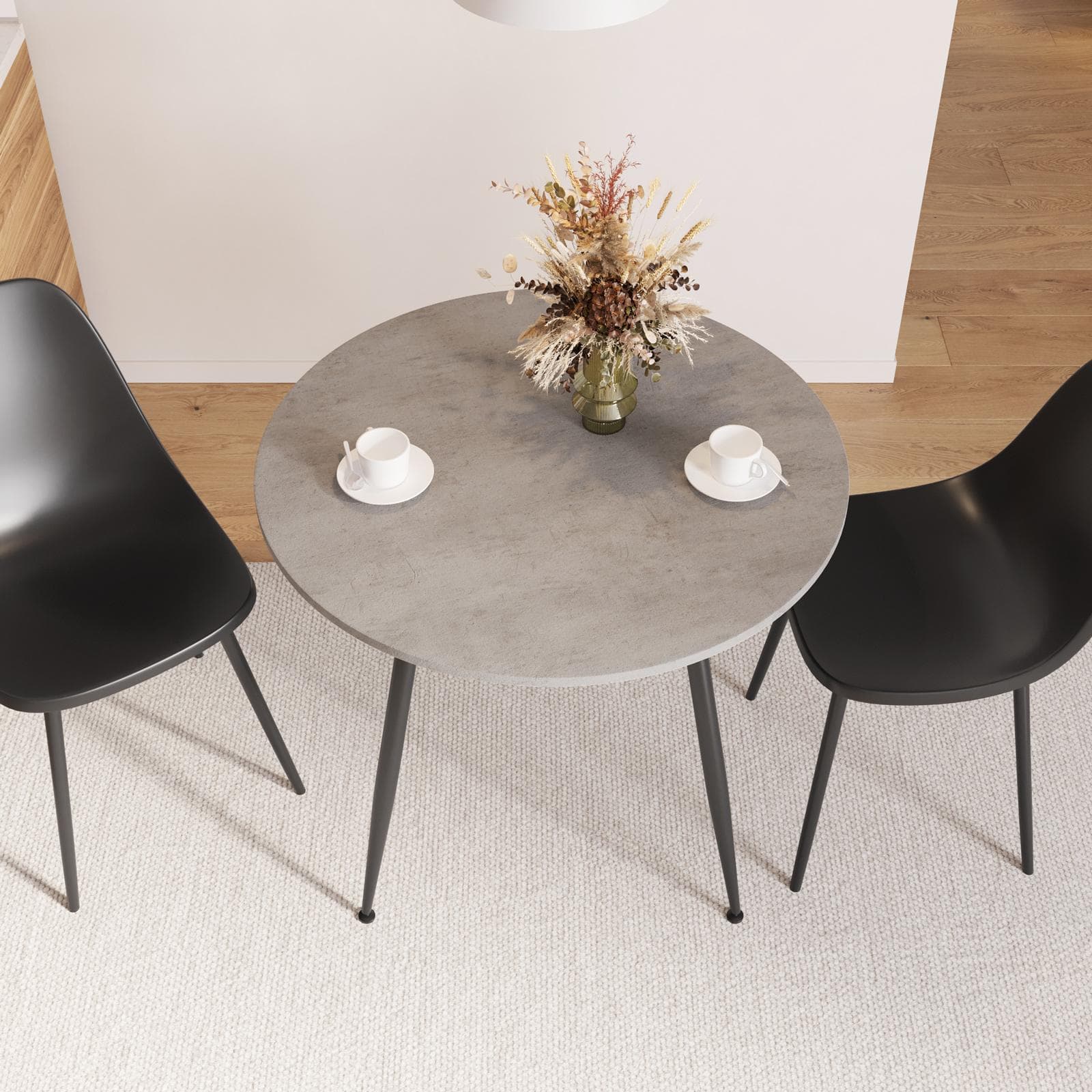 Tavolo rotondo 90 cm top beige e gambe in metallo - Korai