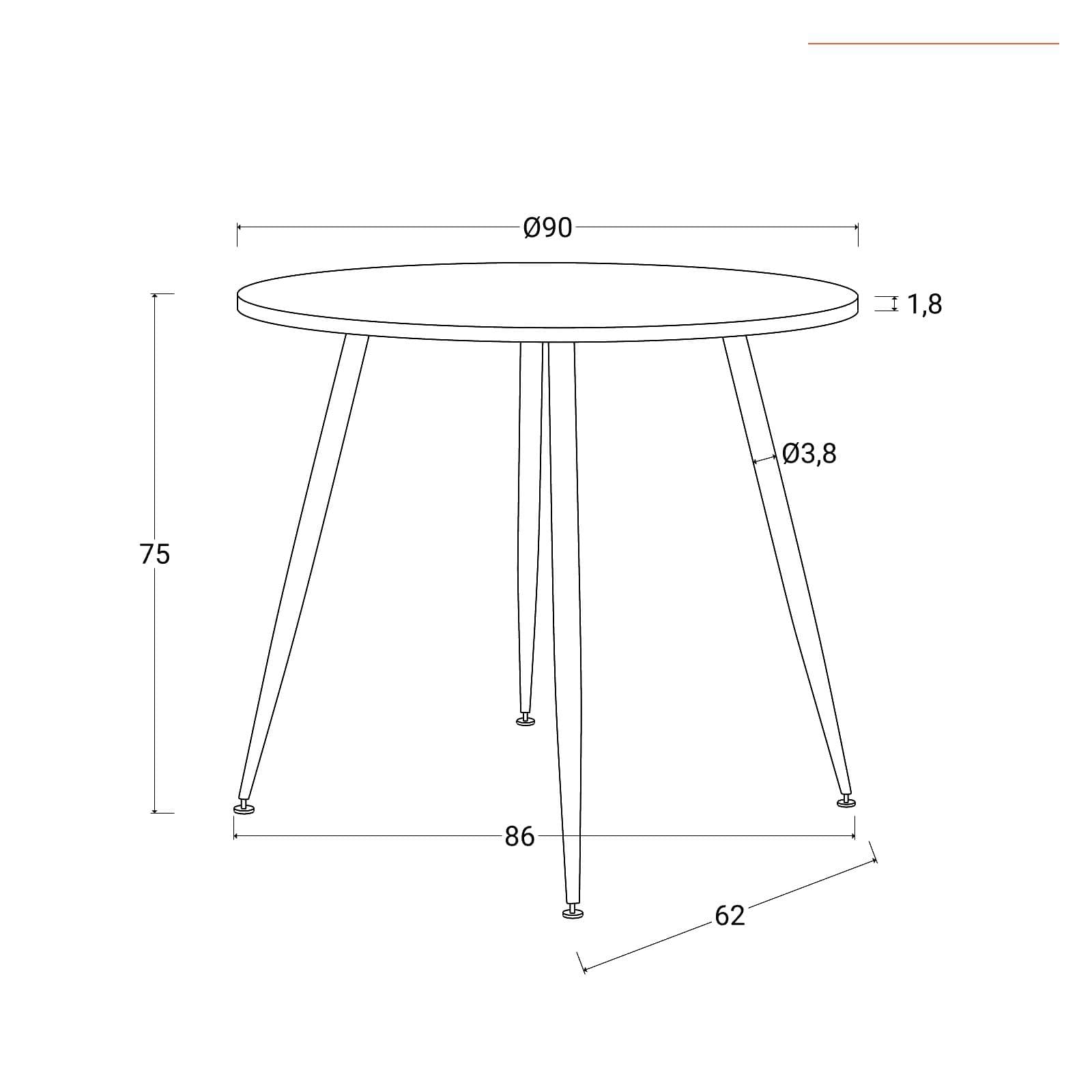 Tavolo rotondo 90 cm top beige e gambe in metallo - Korai