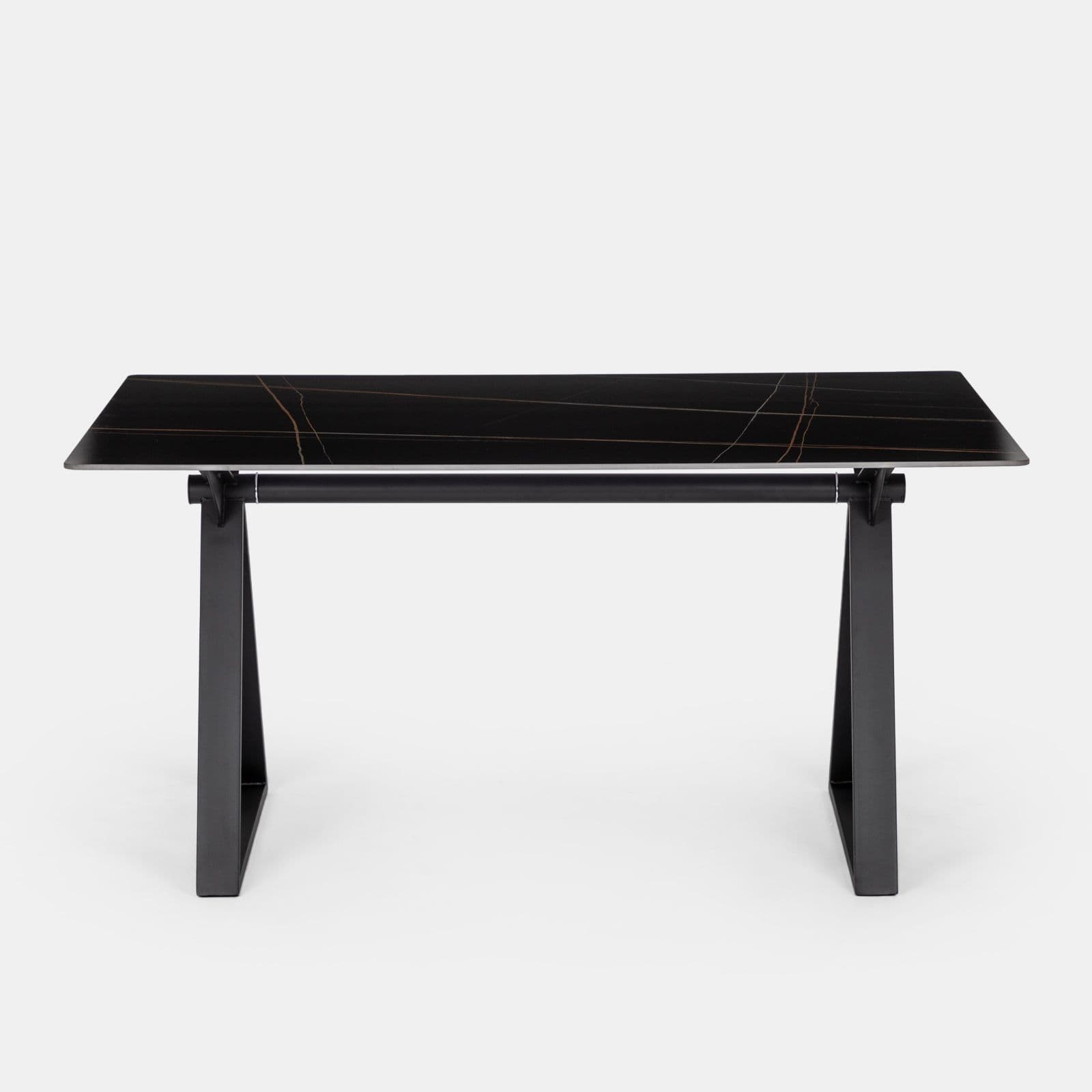 Scrivania 150x90 cm piano ceramica 12 mm e base in acciaio nero - Masao