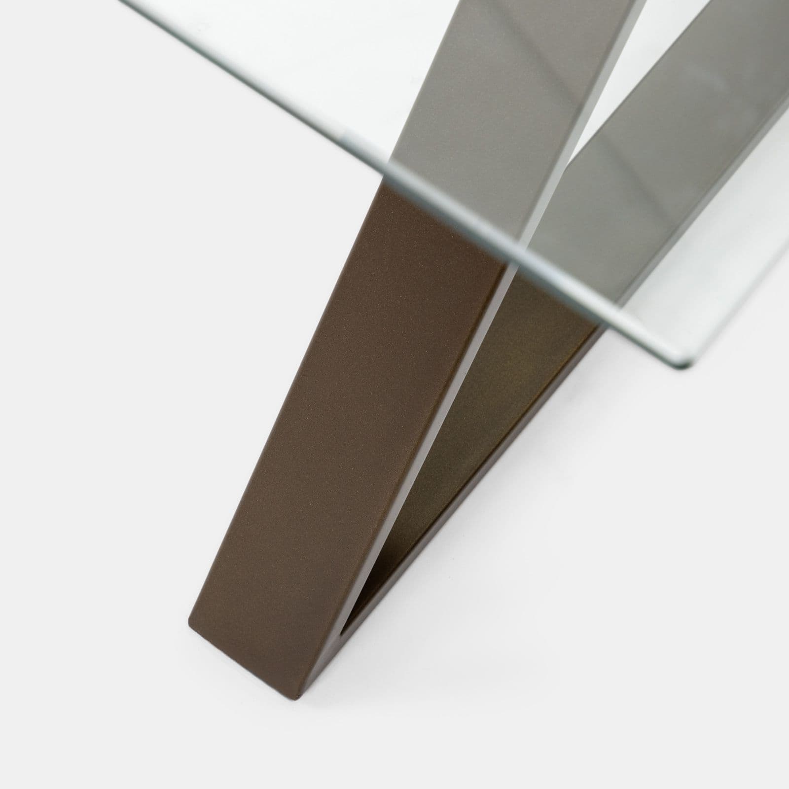 Scrivania 180x90 cm piano vetro temperato 10 mm e base in acciaio bronzo - Masao XL