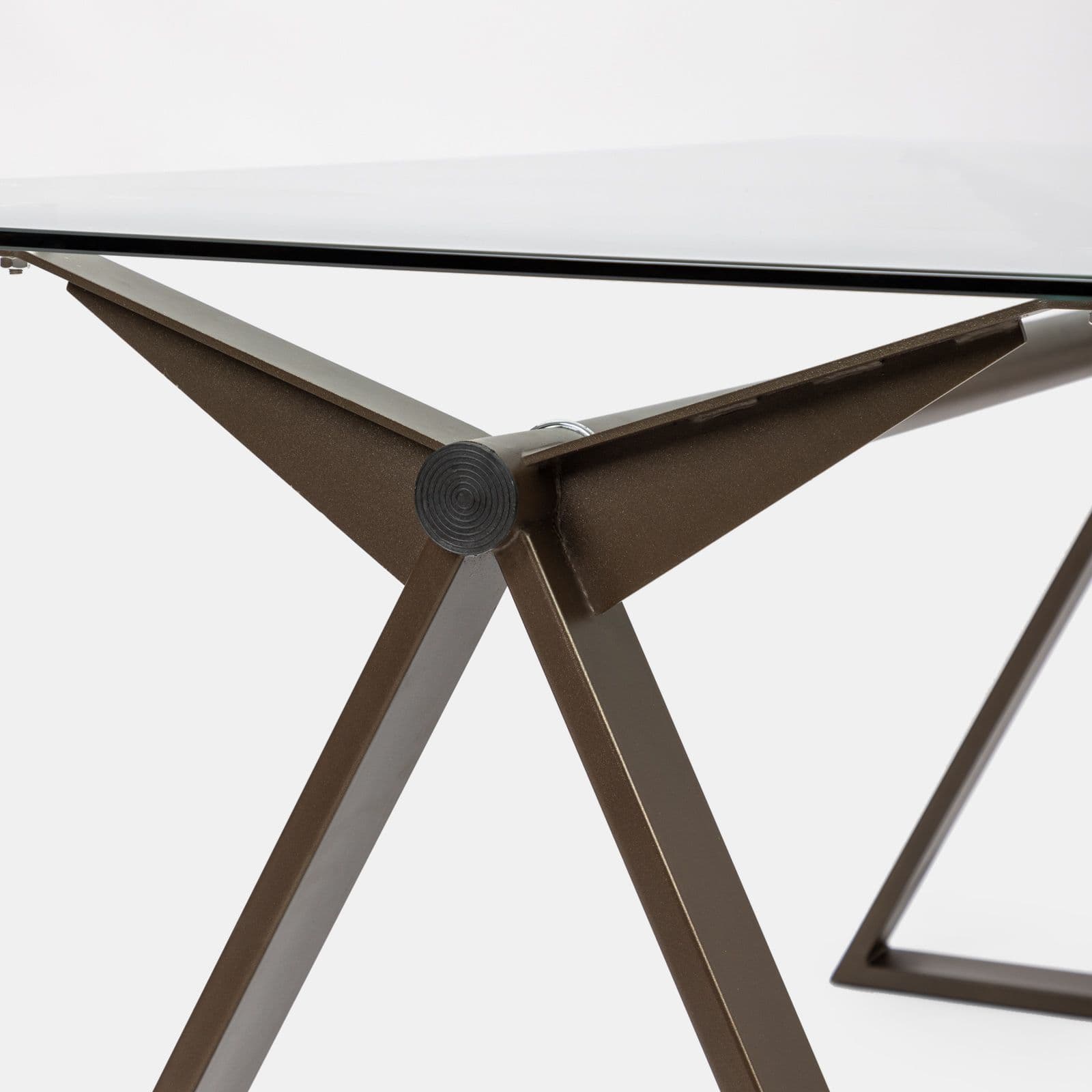 Scrivania 180x90 cm piano vetro temperato 10 mm e base in acciaio bronzo - Masao XL