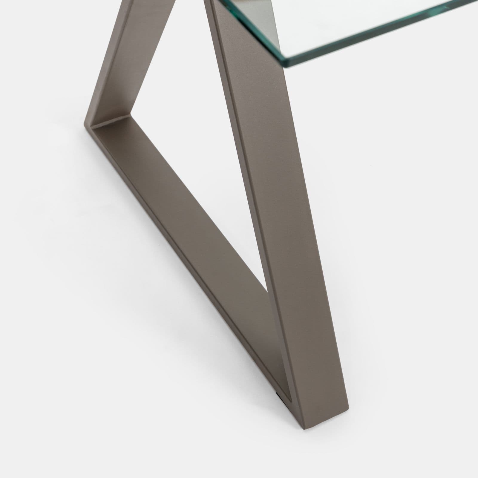 Scrivania 180x90 cm piano vetro temperato 10 mm e base in acciaio tortora - Masao XL
