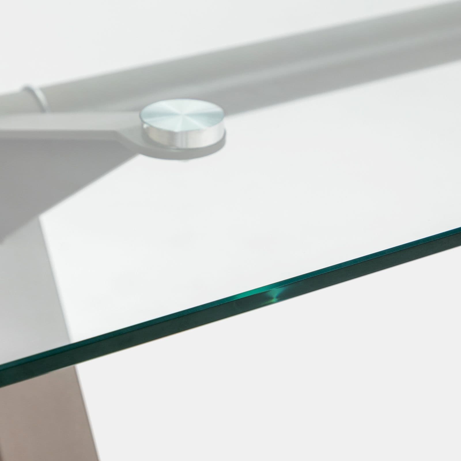 Scrivania 180x90 cm piano vetro temperato 10 mm e base in acciaio tortora - Masao XL