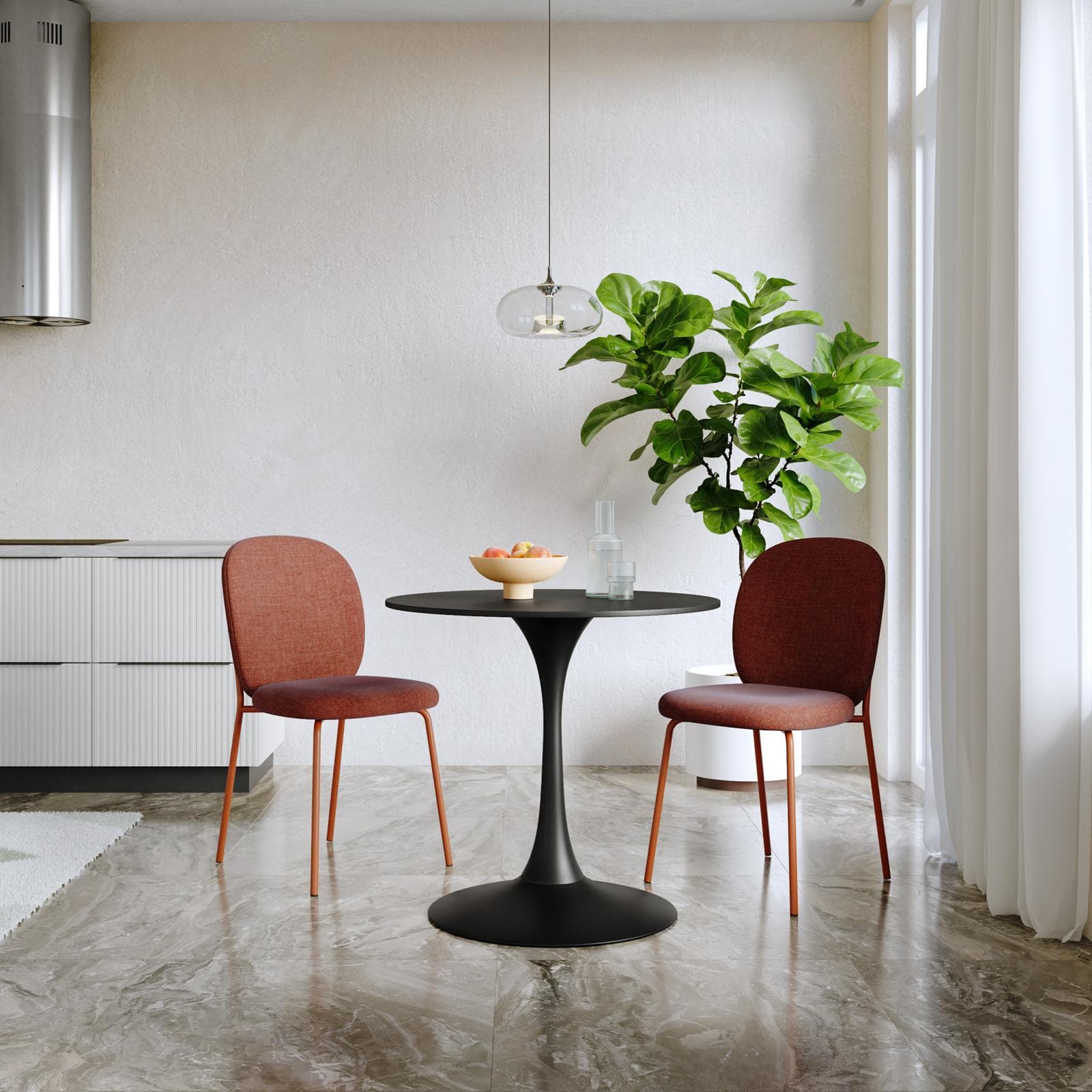 Tavolo da pranzo rotondo 80 cm in legno nero - Tulipano
