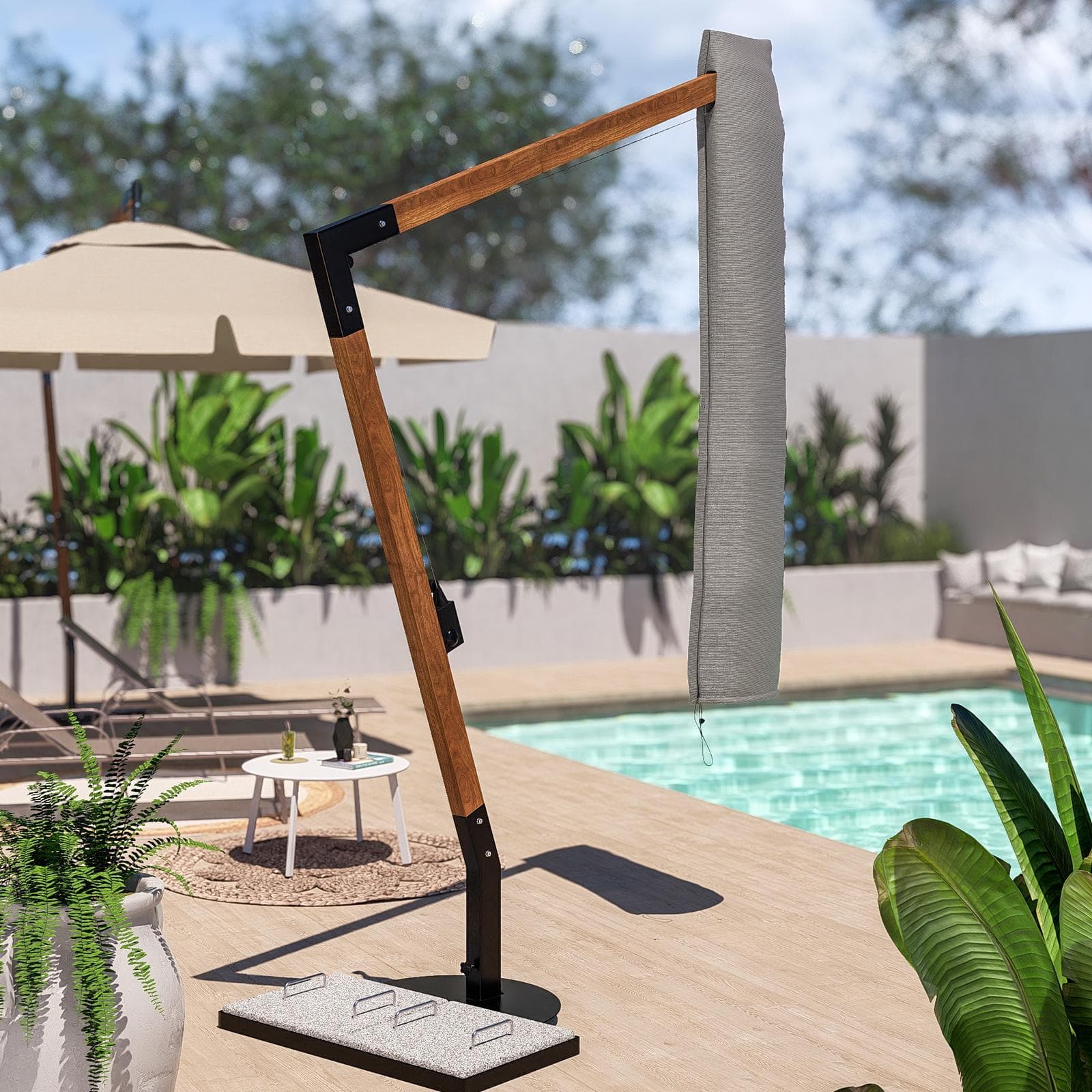 Copertura protettiva ombrellone palo laterale in poliestere idrorepellente 290 h cm - Wakanda