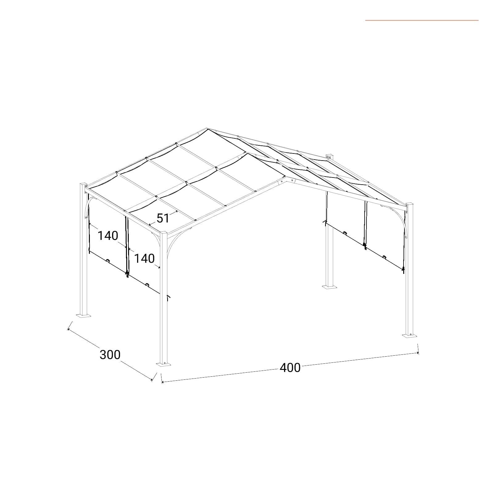 Telo di ricambio 3x4 m in poliestere ecrù per gazebo Fulgore