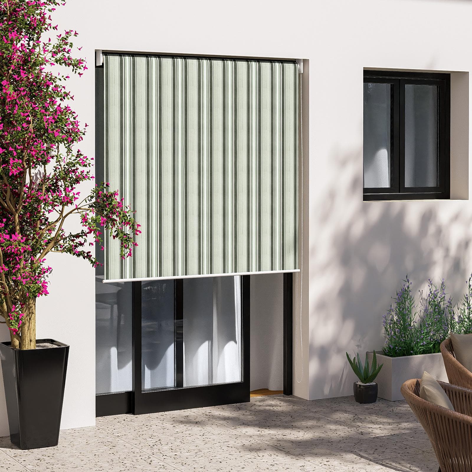 KENNY TENDA DA SOLE 150 X 250H CM A CADUTA VERDE A RIGHE *CANVASSPRE-16*
