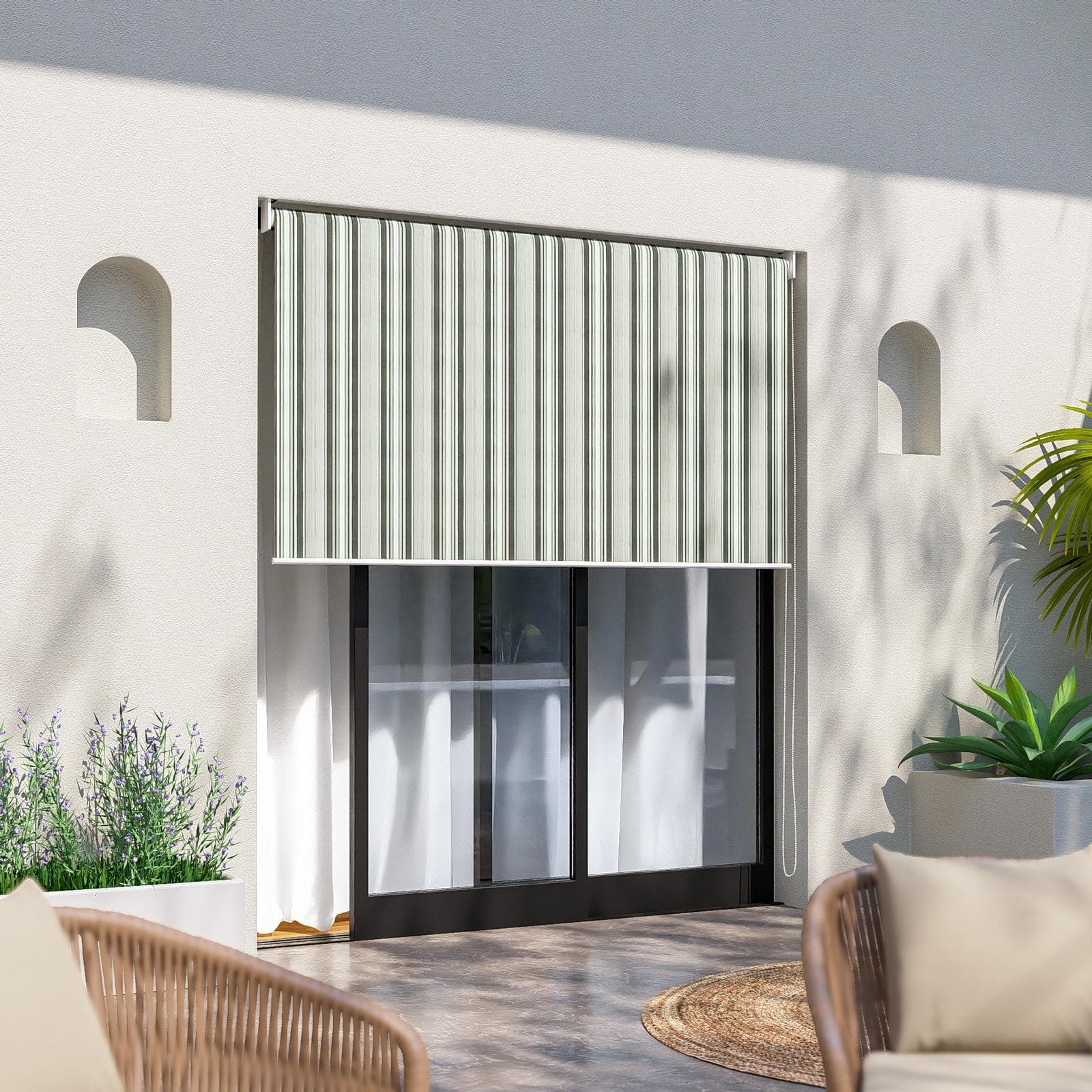 KENNY TENDA DA SOLE 200 X 250H CM A CADUTA VERDE A RIGHE *CANVASSPRE-300*