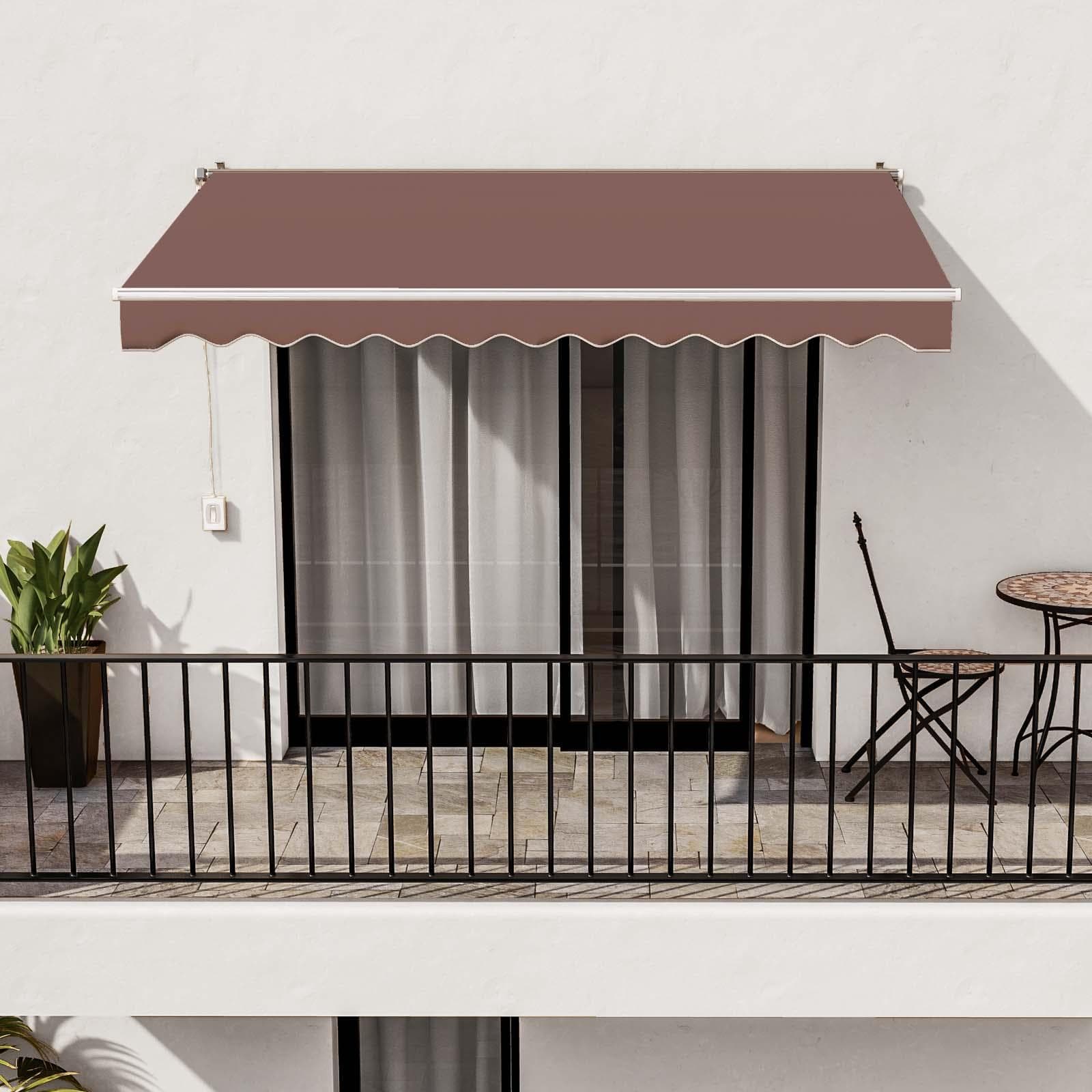 Tenda da sole motorizzata 300 cm estensione 200 cm marrone con interruttore