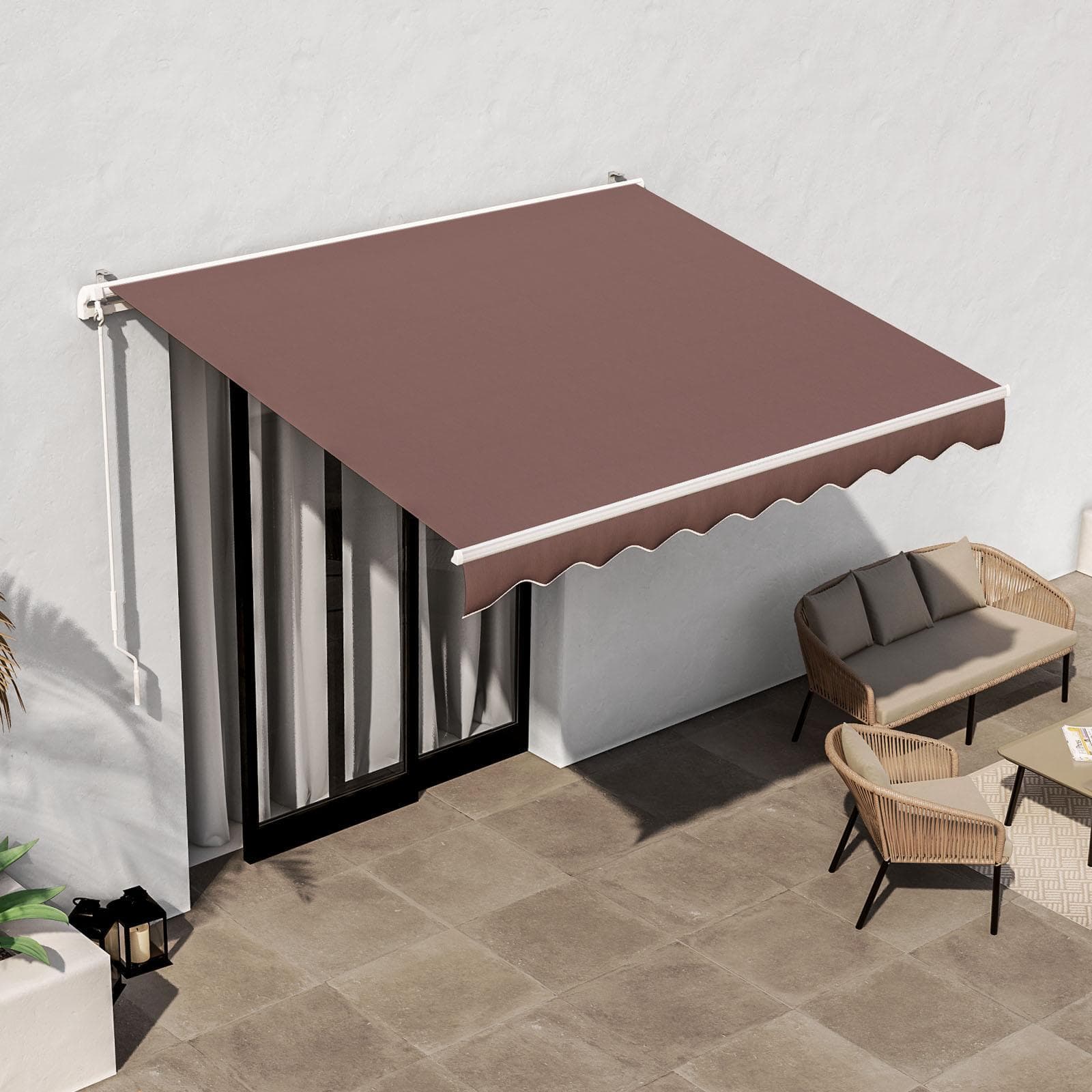 Tenda da sole retrattile deluxe 250 cm estensione 200 cm marrone