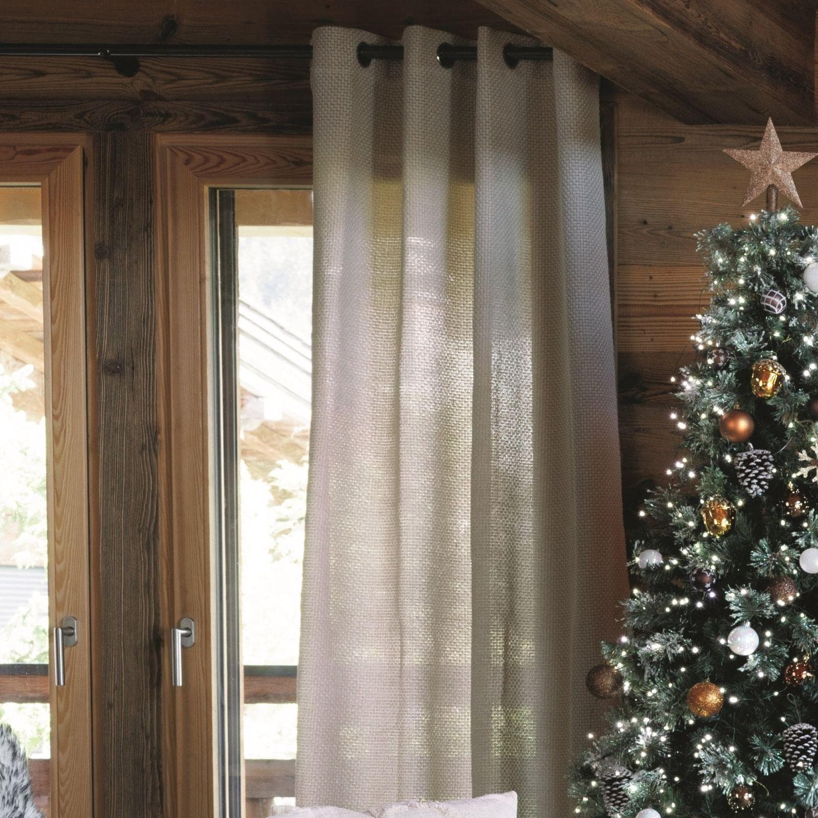 Tenda filtrante 140x260h cm in tessuto a rete beige - Zayn