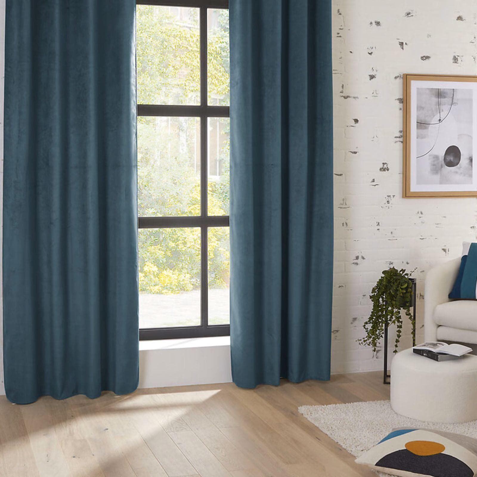 Tenda oscurante 140x260h cm in velluto blu petrolio - Tanay