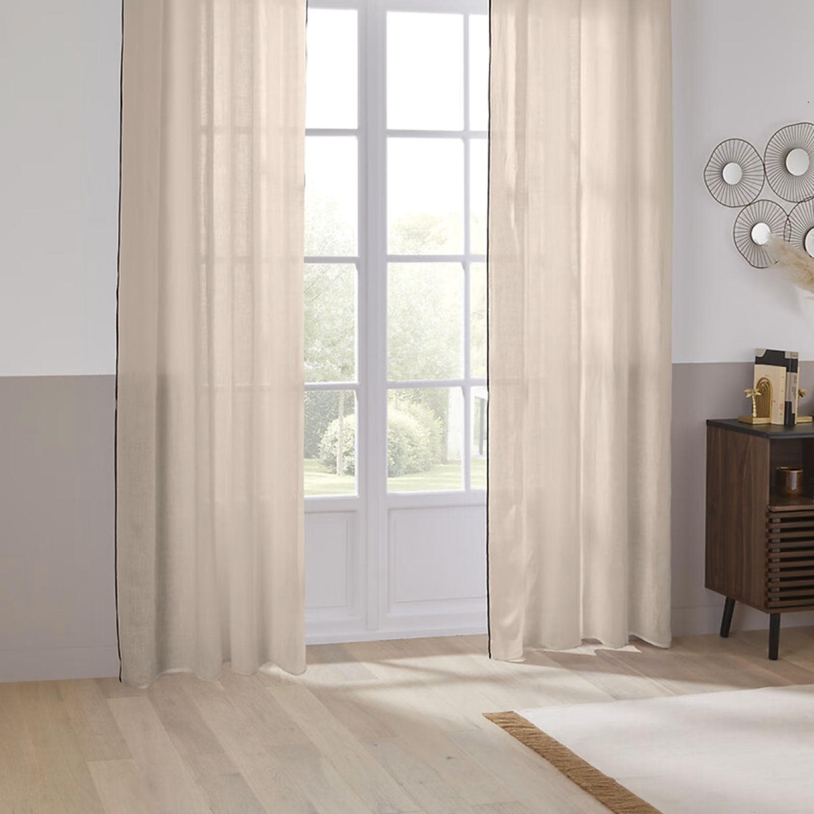 Tenda semi filtrante 130x260h cm in lino naturale beige - Elira