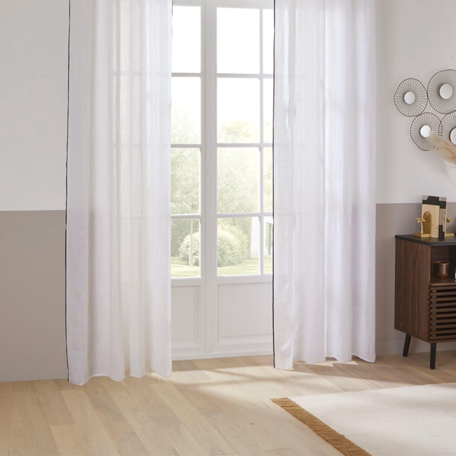 Tenda semi filtrante 130x260h cm in lino naturale bianco - Elira