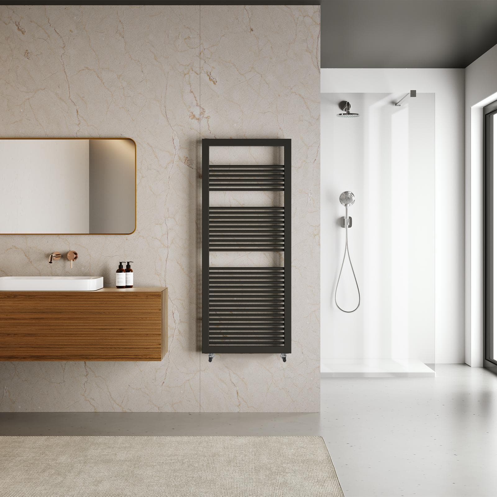 Termoarredo Amalfi Lazzarini 500x1200h mm in acciaio al carbonio antracite