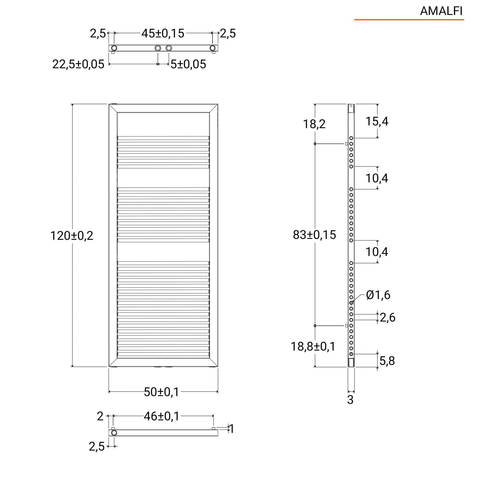 Termoarredo Amalfi Lazzarini 500x1200h mm in acciaio al carbonio antracite