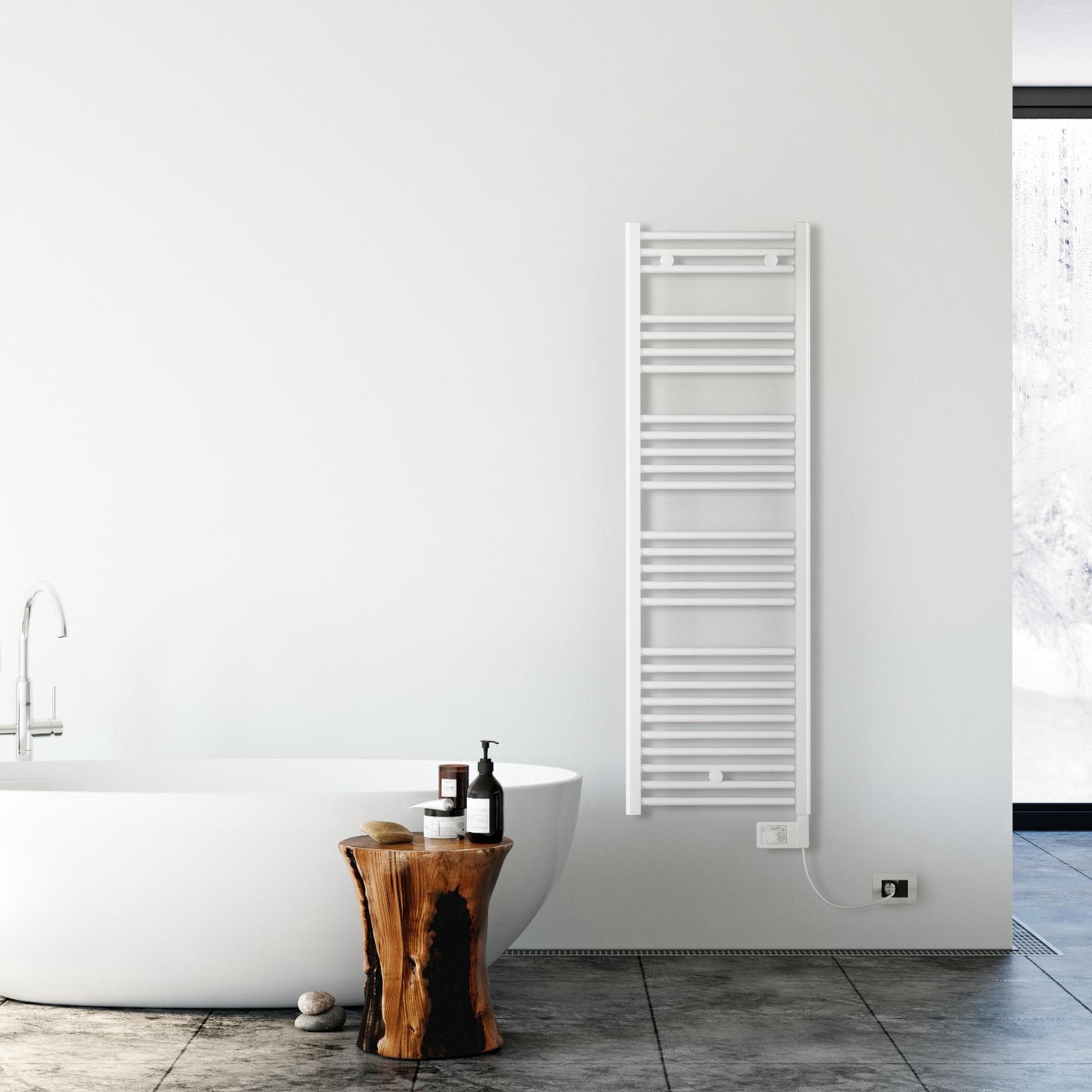 Termoarredo elettrico 1600x500 mm potenza 750W termostato bianco- E-Bormio di Lazzarini