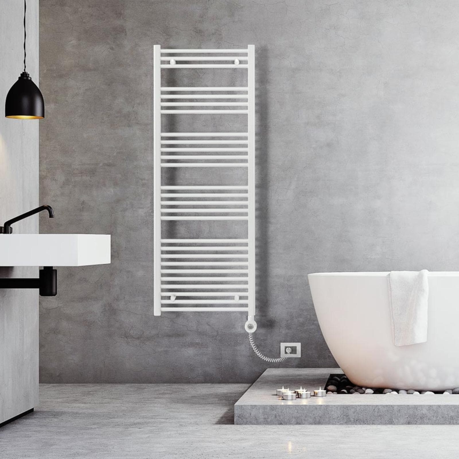 Termoarredo elettrico 1600x500 mm potenza 750W termostato digitale risparmio energetico bianco - E-Bolzano di Lazzarini
