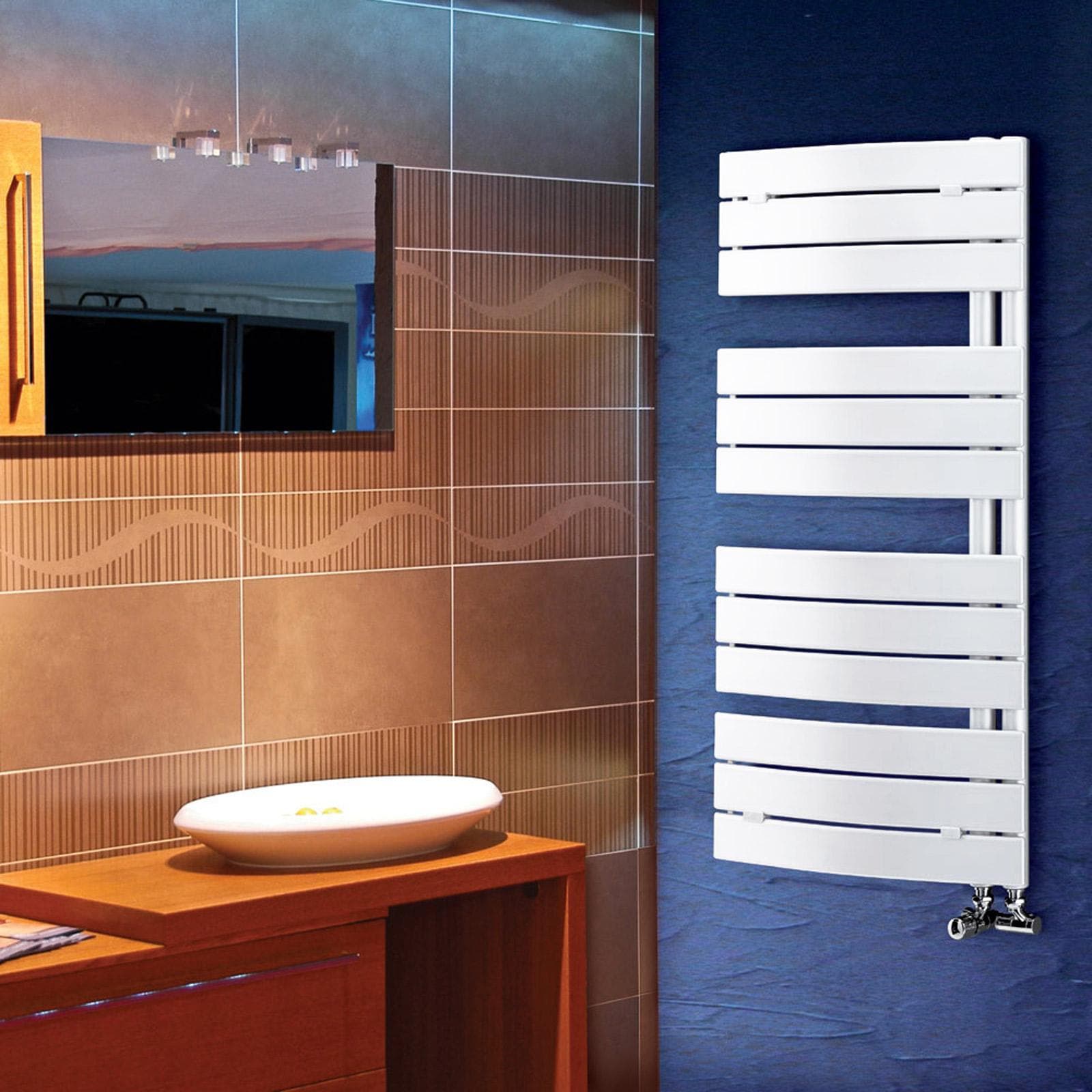 Termoarredo 1080x550 mm bianco tubi curvi e attacco reversibile - Pieve di Lazzarini