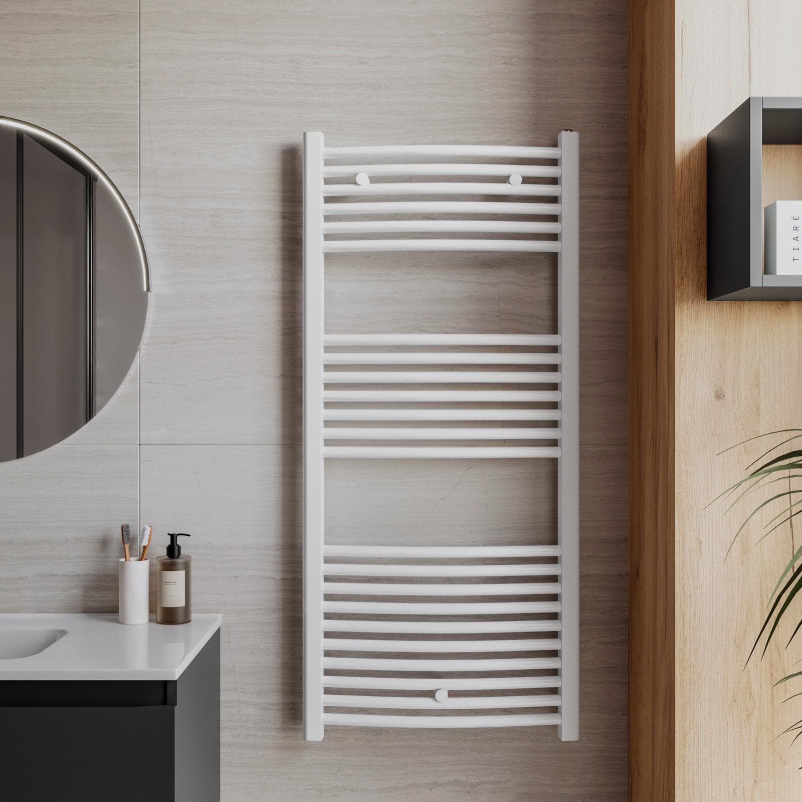 Termoarredo scaldasalviette 1200x500 bianco curvo interasse 450 mm - Alpina