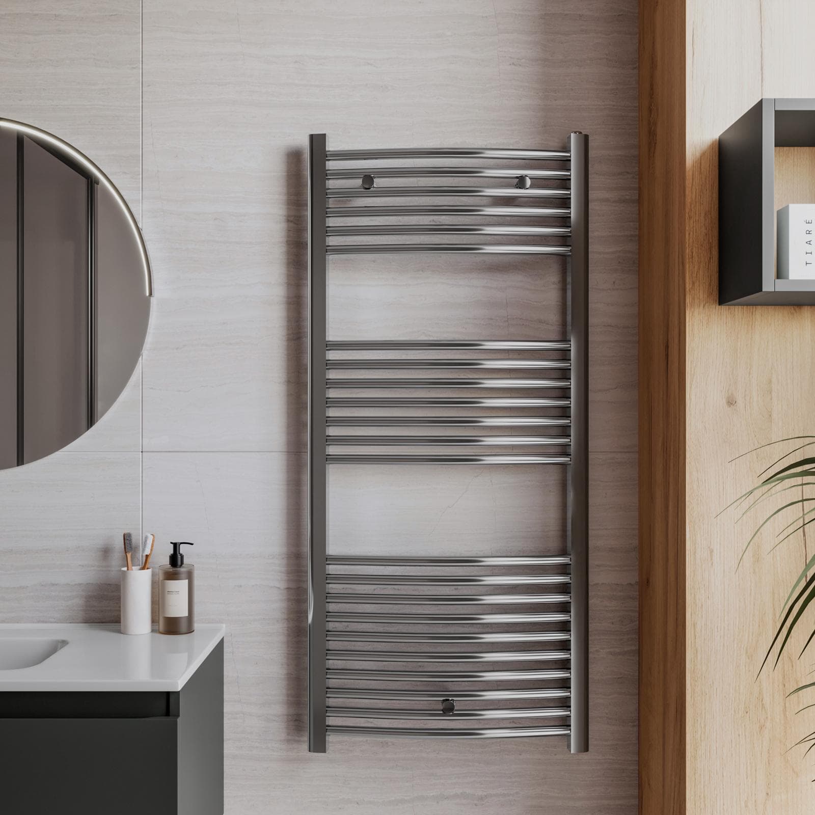 Termoarredo scaldasalviette 1200x550 cromo curvo interasse 500 mm - Alpina