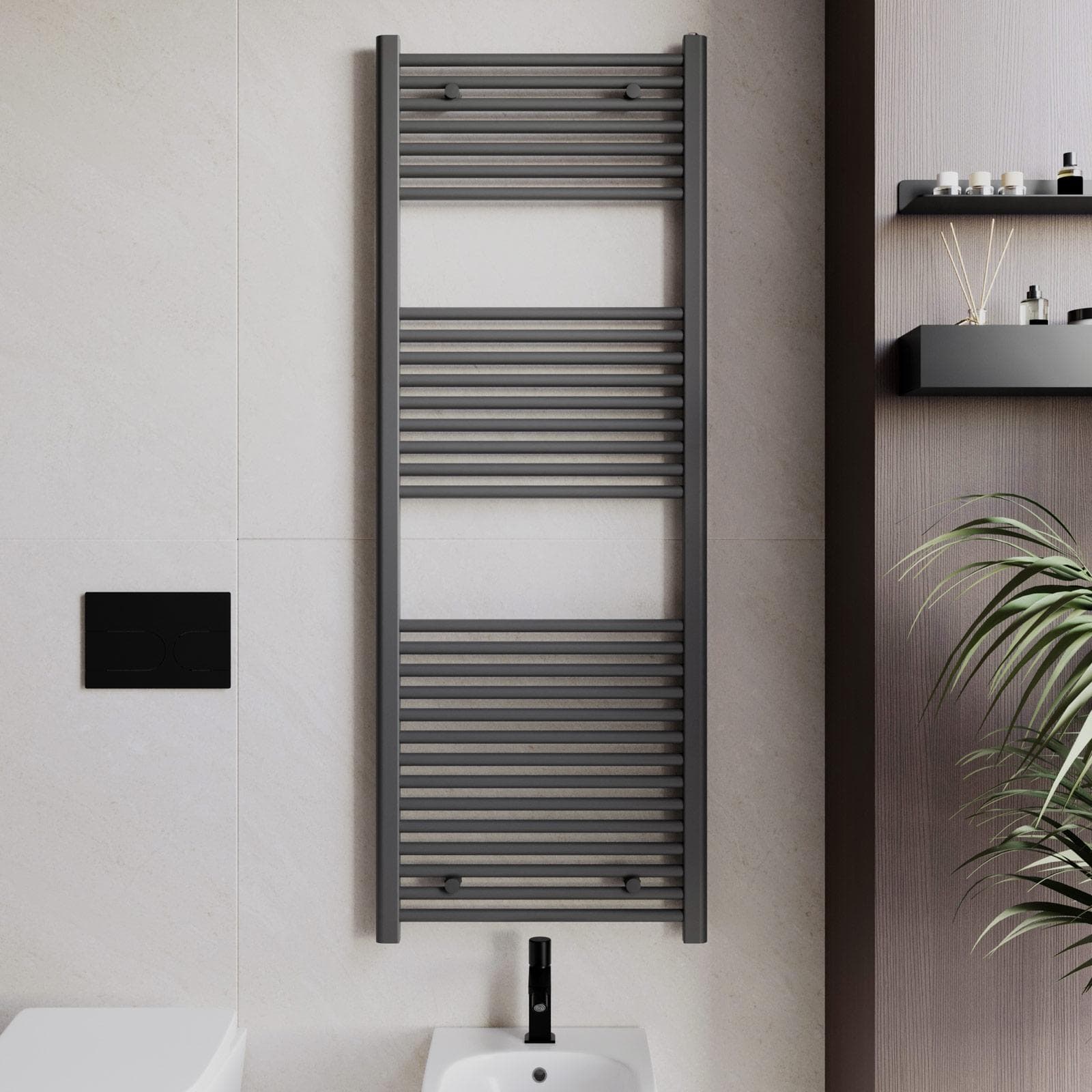 Termoarredo scaldasalviette 1500x500 antracite interasse 450 mm - Alpina