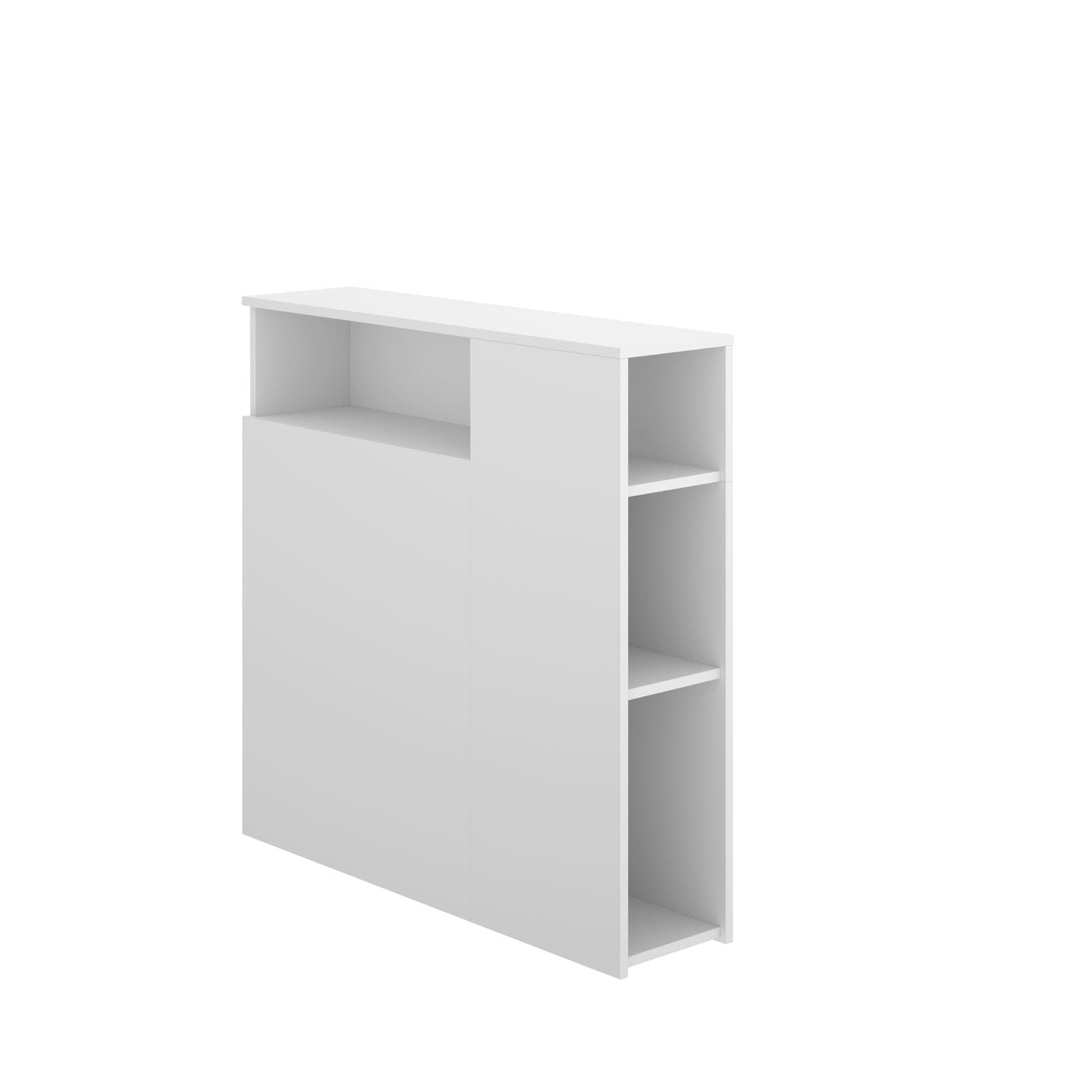 Testata 97x95h cm in legno bianco con vani a giorno - Kygo