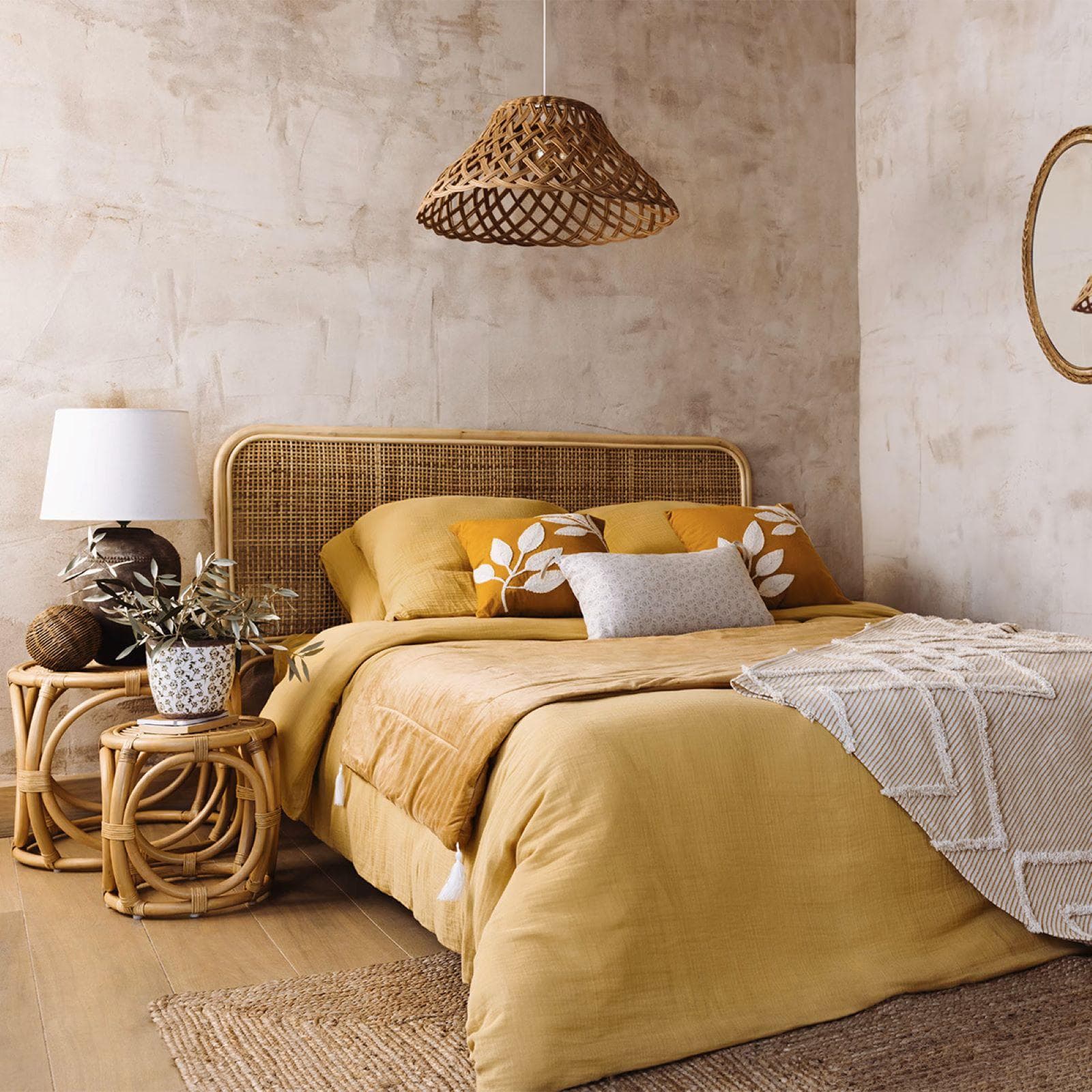 Testata per letto matrimoniale 160x100h cm in rattan naturale