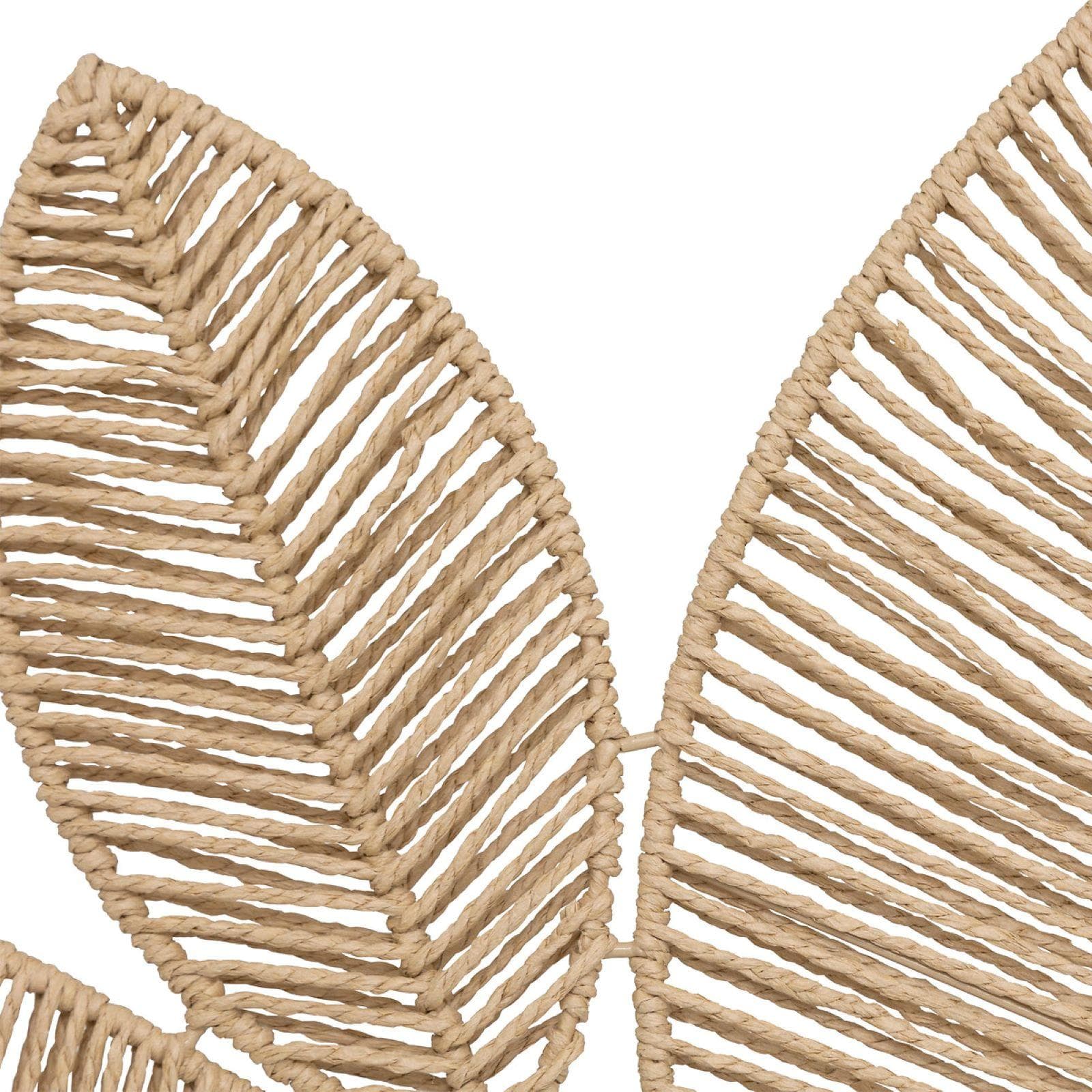 Decorazione da parete 160x80h cm intrecciata beige a forma foglie