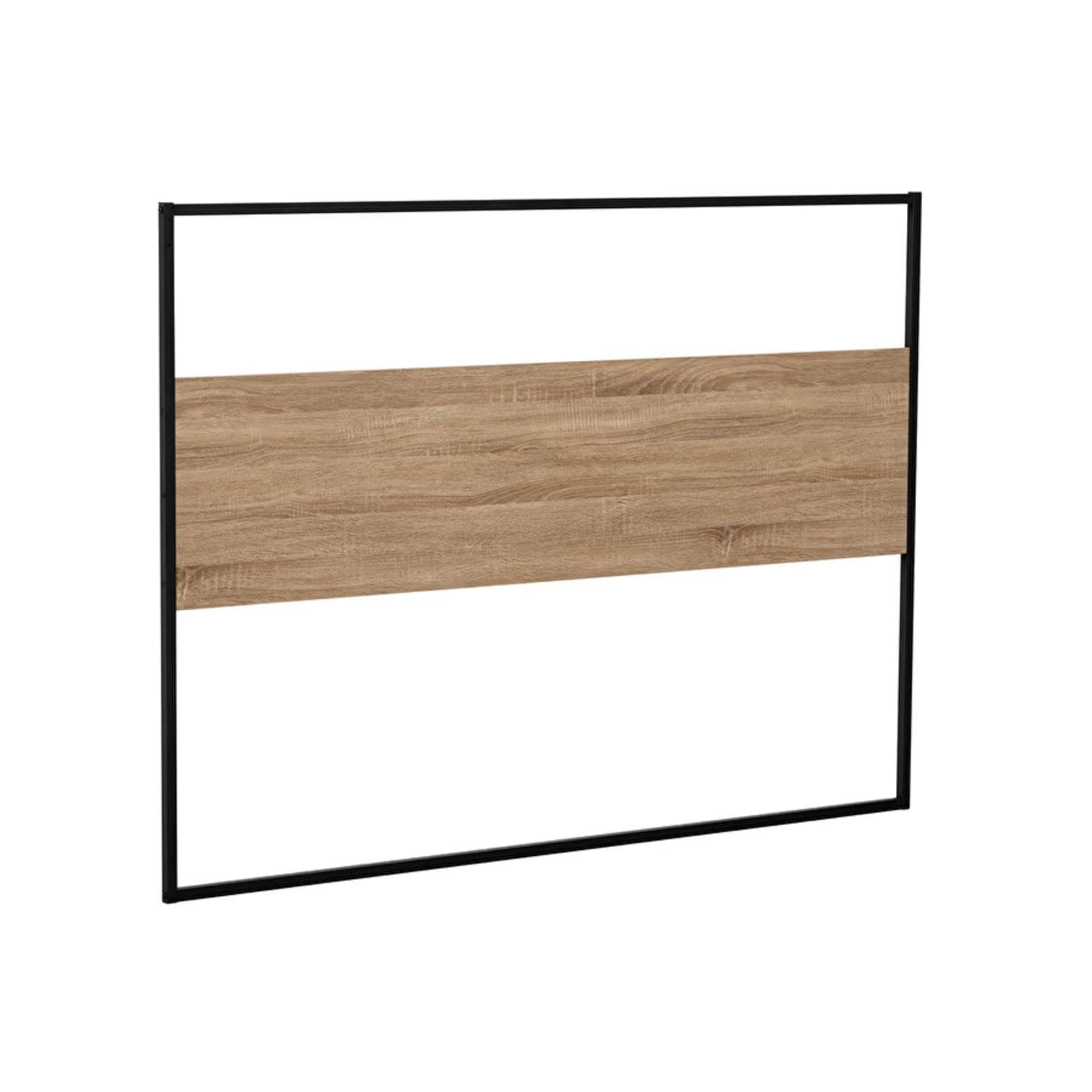Testata per letto matrimoniale 165x120h cm in acciaio nero ed effetto rovere - Emyl