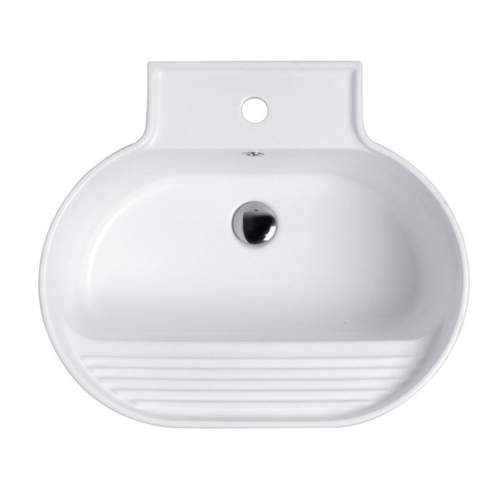 Tino Colavene lavabo/lavello monoforo per bagno lavanderia sospeso o appoggio 60x50 cm