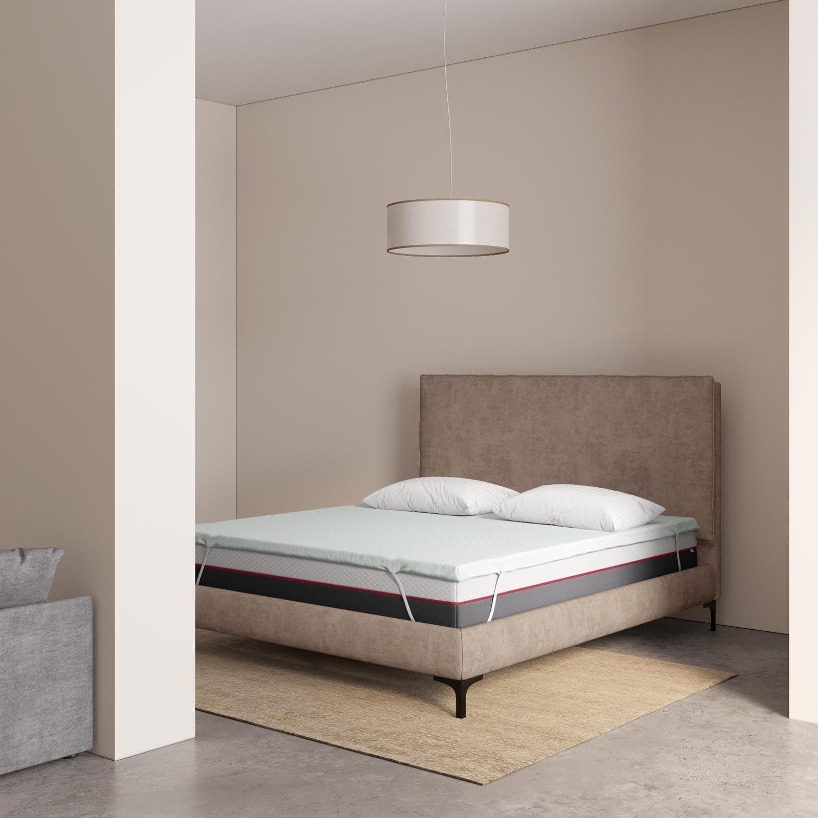 Topper per materasso matrimoniale 160x190 cm sfoderabile in Elastic Foam h 5,5 cm - Glamis