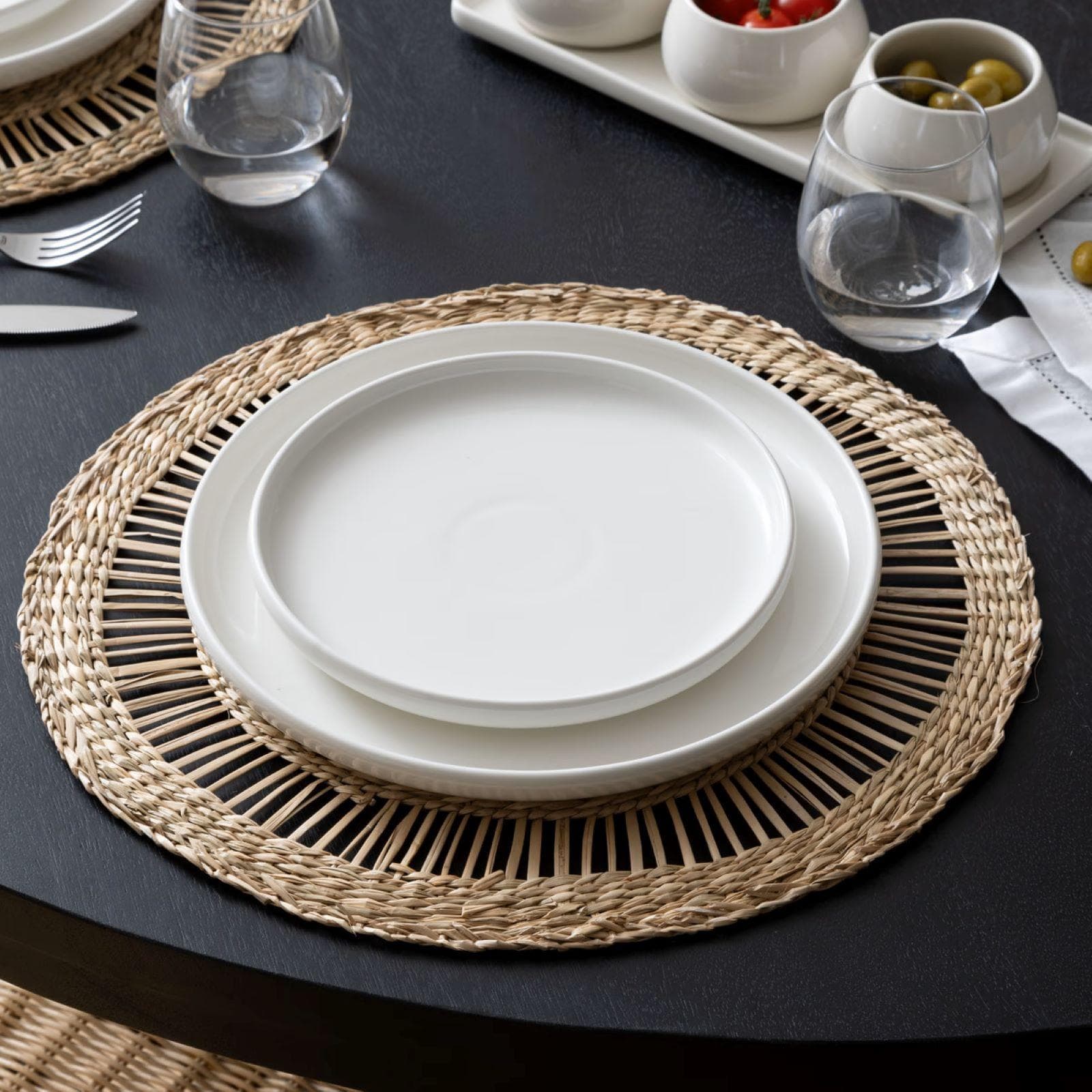 Tovaglietta rotonda 38 cm intrecciata naturale