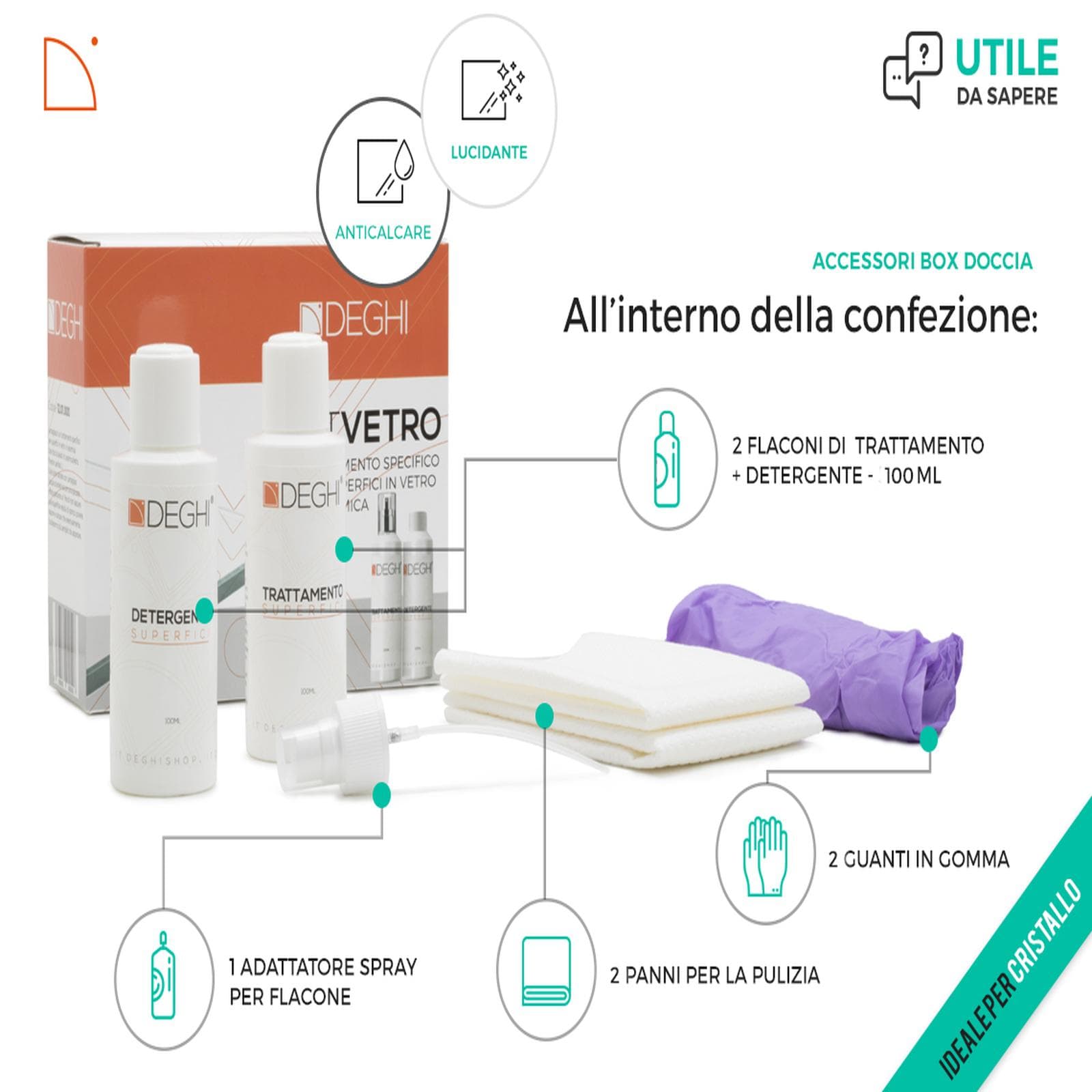 Trattamento anticalcare e ripristino in kit per box doccia
