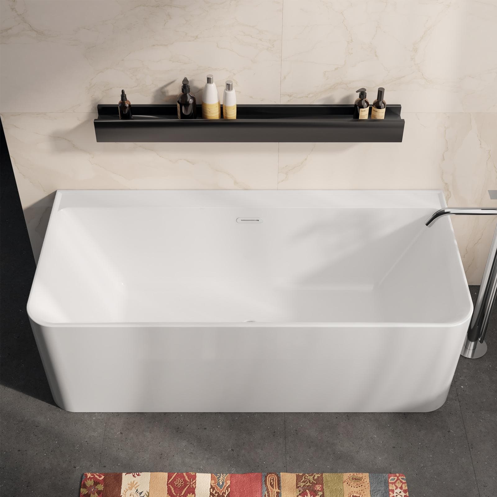 Vasca da bagno a muro 170 x 80 cm in acrilico - Alston