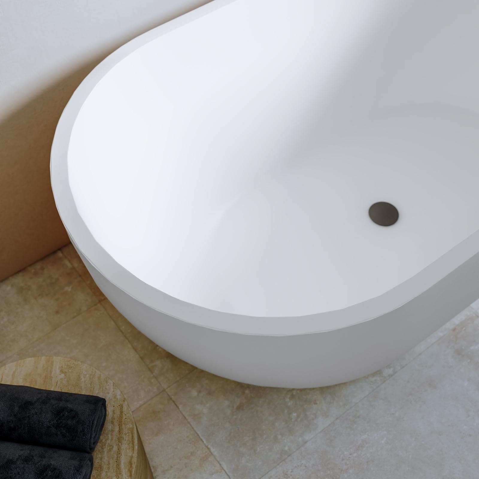 Vasca freestanding 165x80 cm in cemento bianco - Hamilton