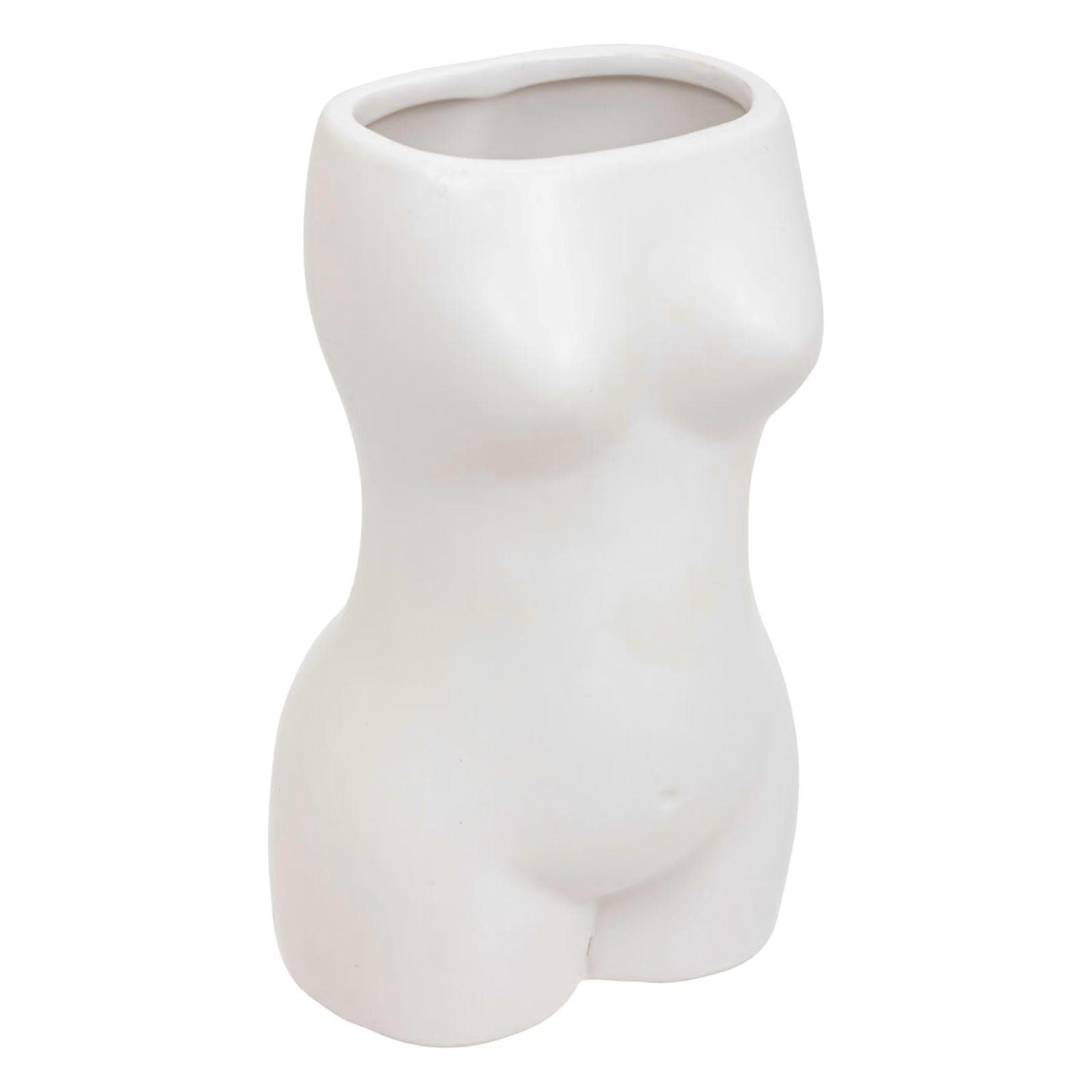 Vaso da interno 17h cm a forma di busto in ceramica bianco