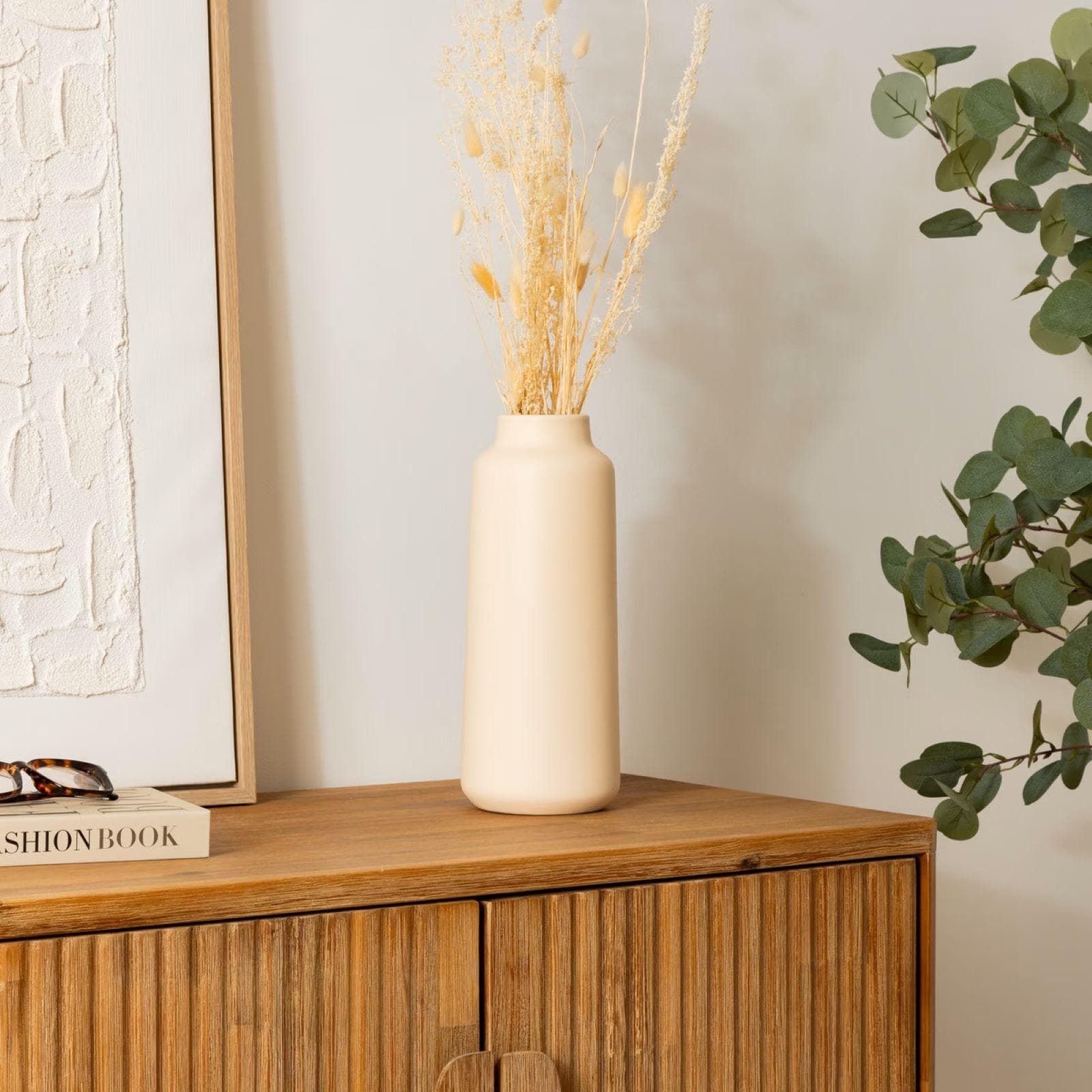 Vaso da interno 30h cm in ceramica beige opaco - Soave