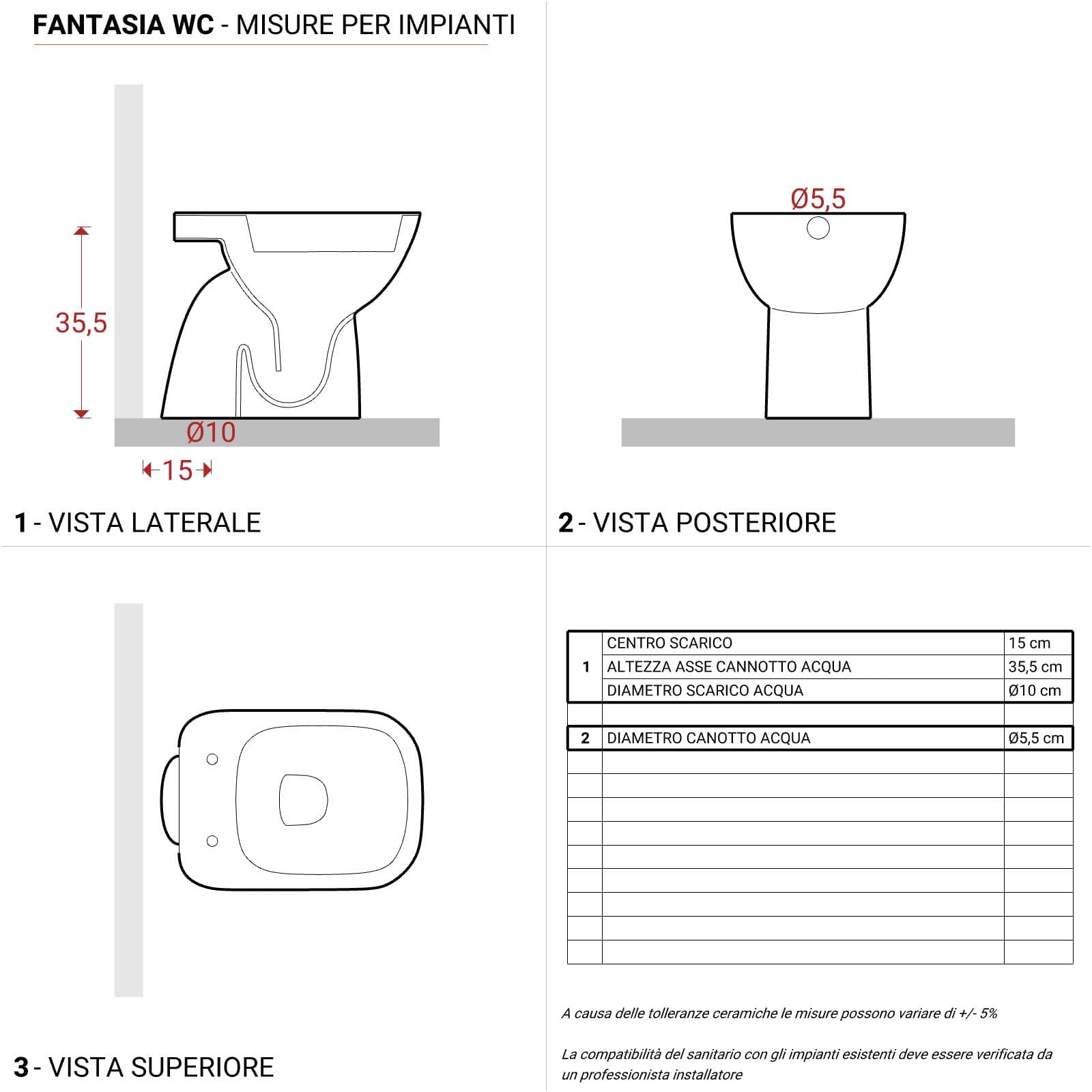 Vaso a cacciata scarico verticale Serie Fantasia - Geberit