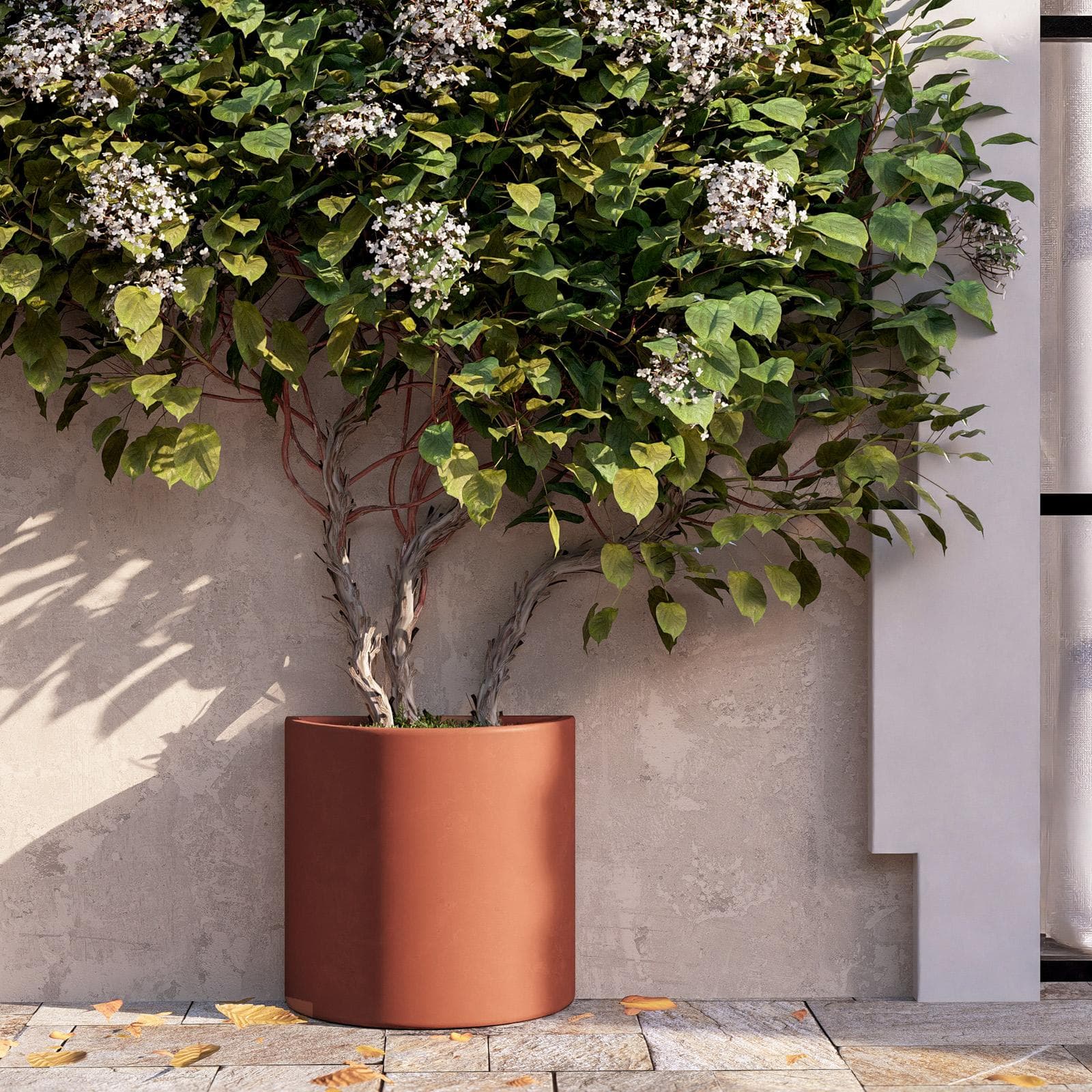 Vaso a mezzaluna da parete 45 h cm in polietilene terracotta - Muret