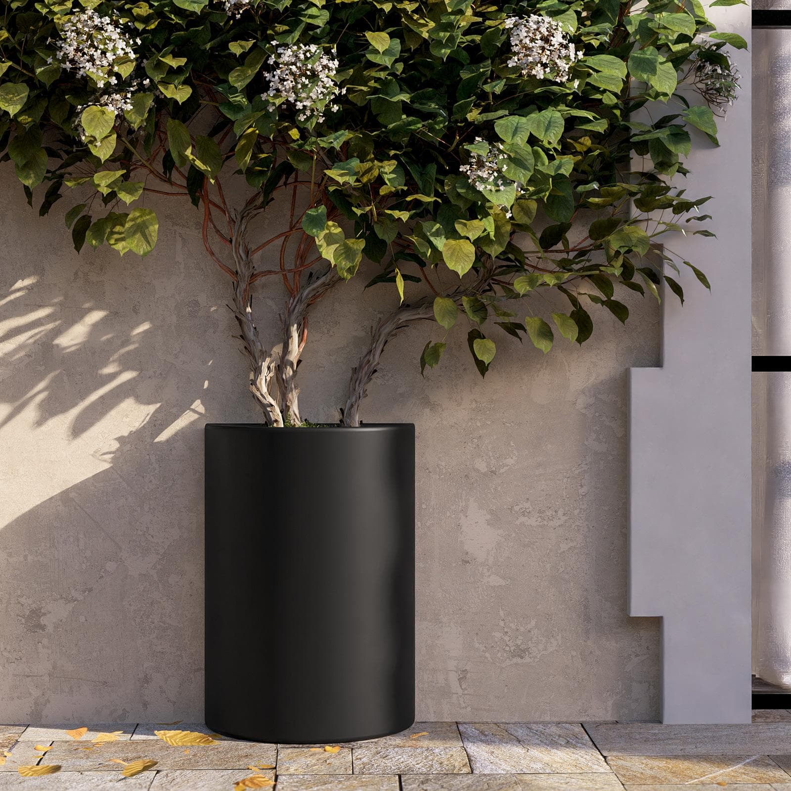 Vaso a mezzaluna da parete 65 h cm in polietilene grafite - Muret
